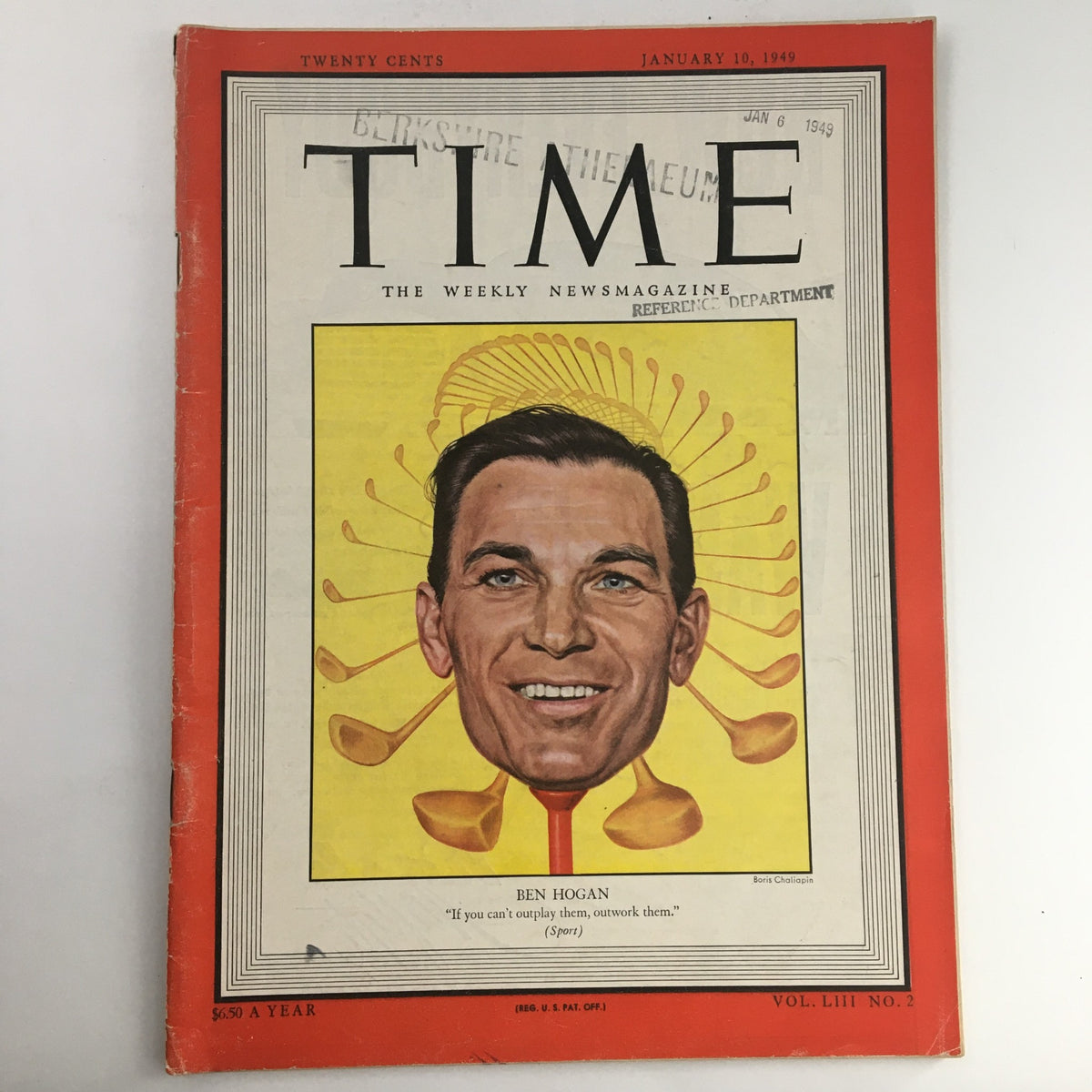 Cover of Time Magazine, January 10, 1949, Vol. 53, No. 2, featuring American professional golfer Ben Hogan