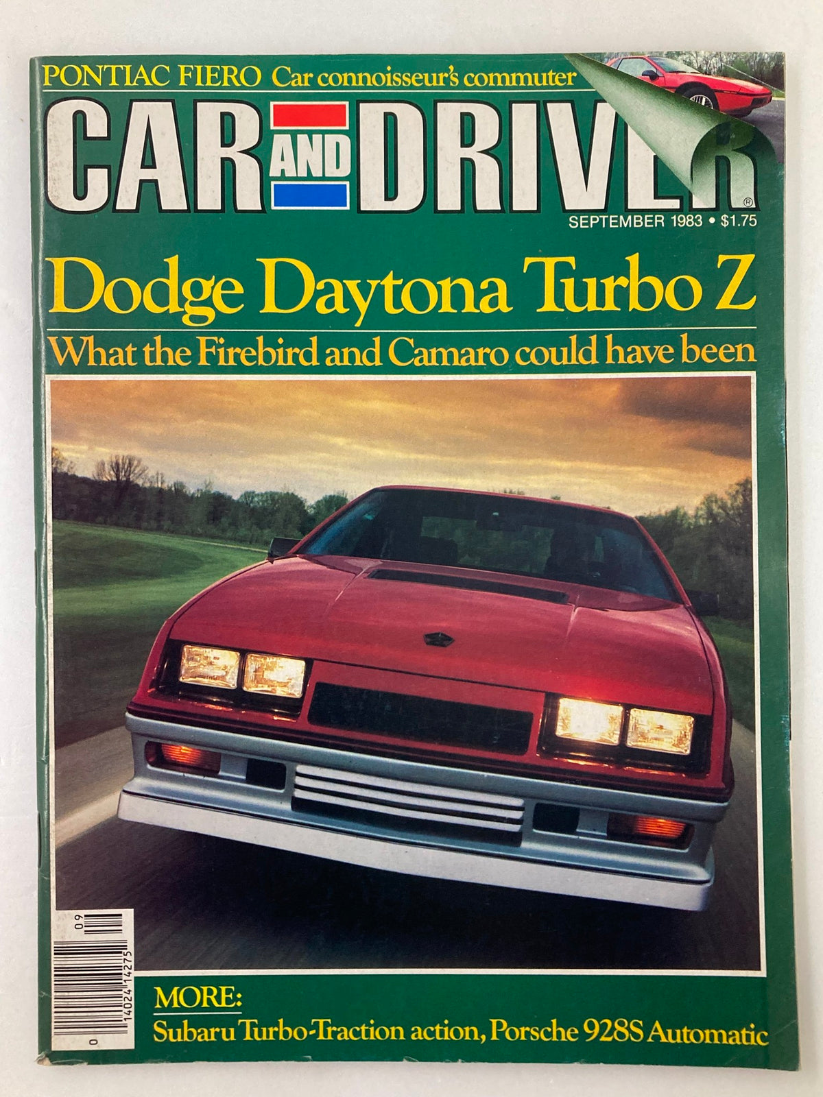 Cover of VTG Car and Driver Magazine from September 1983, Volume 29, Issue 3, featuring the Dodge Daytona Turbo Z, showcasing iconic automotive design and classic car culture.