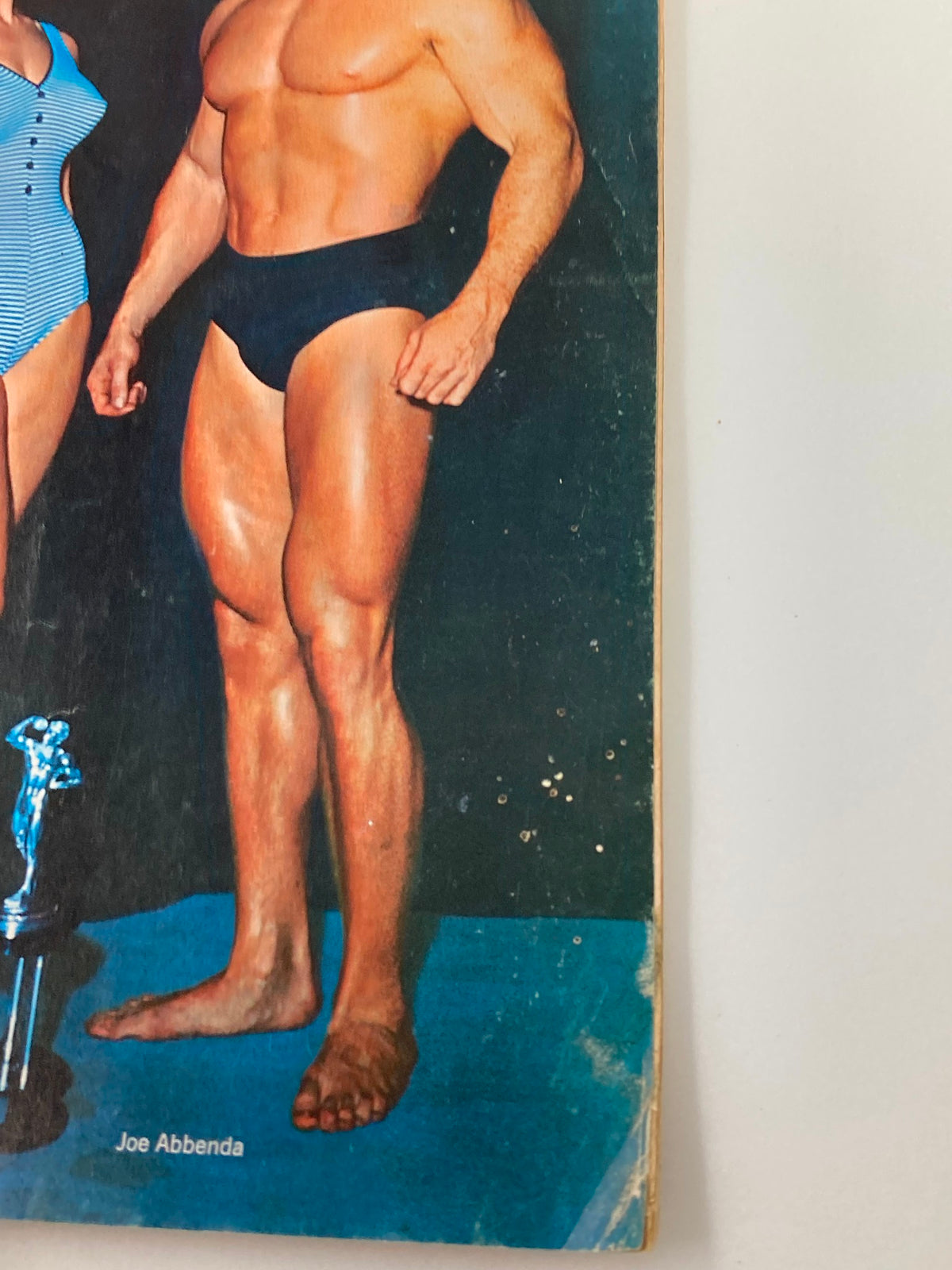 Close-up of Joe Abbenda from the cover of VTG Strength & Health Magazine July 1965, emphasizing bodybuilding aesthetics.