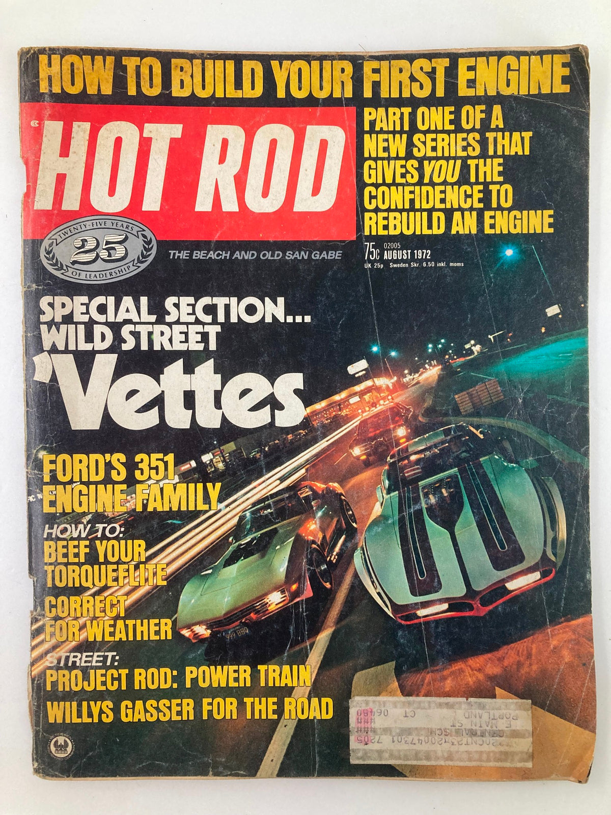 Vintage Hot Rod Magazine August 1972 Corvettes of Dan Bruno and Tom Daniels Cover