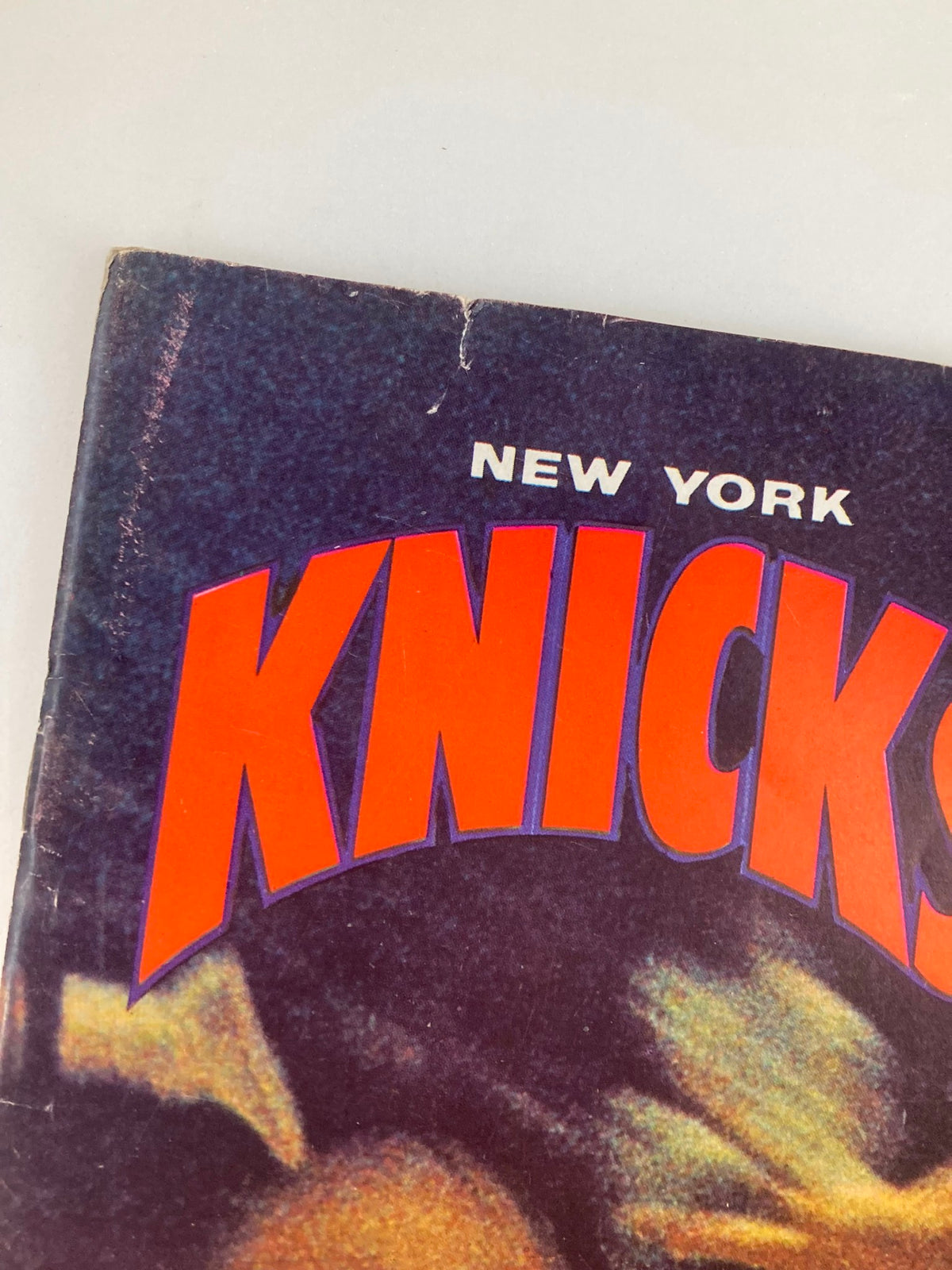 Detail of the cover showing the bold title 'NEW YORK KNICKS' on the December 21, 1968 game program.