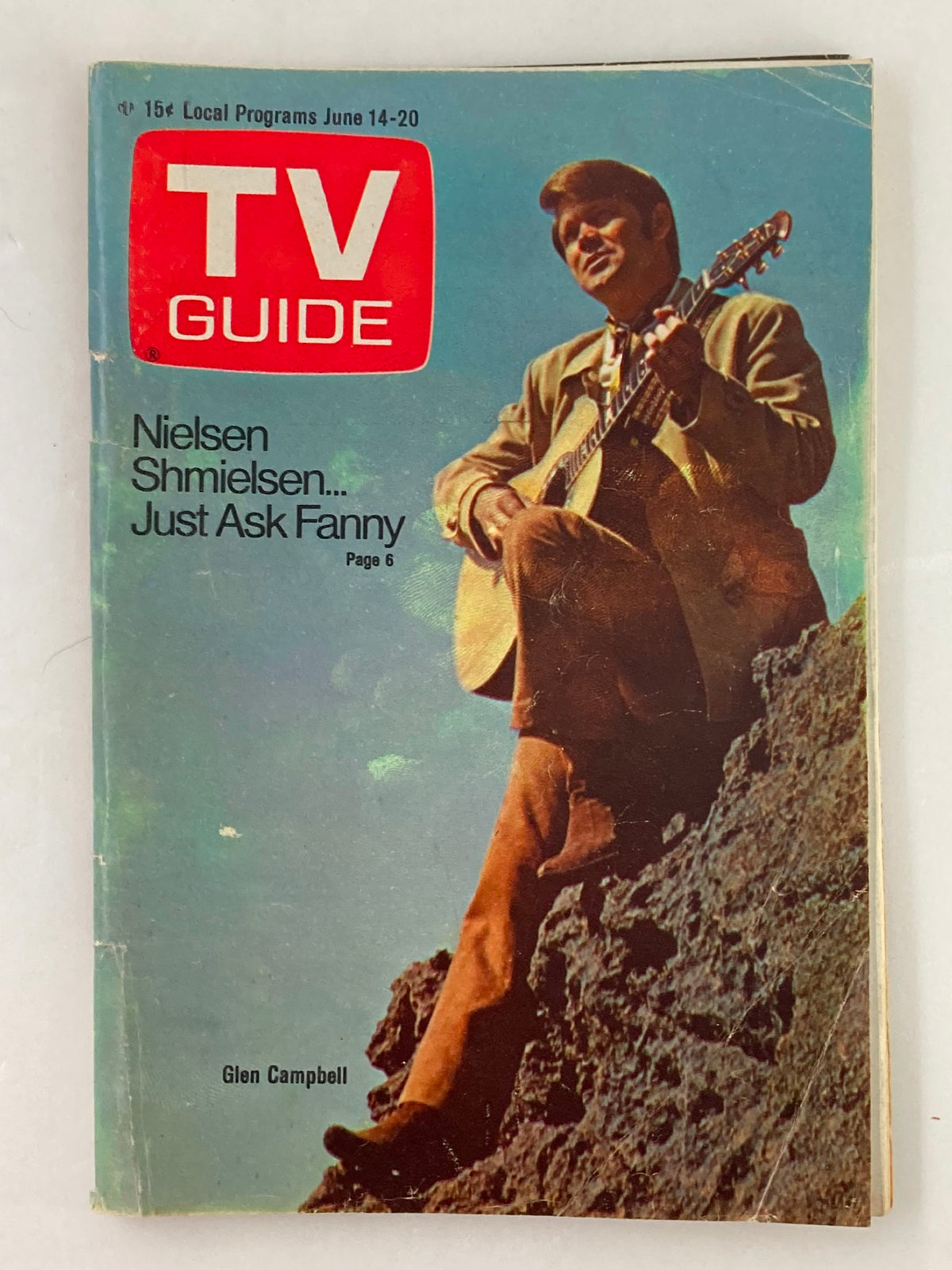 Cover of TV Guide Magazine June 14 1969 #846 featuring Glen Campbell playing guitar. Vintage TV Guide highlighting cultural insights from the late 1960s.