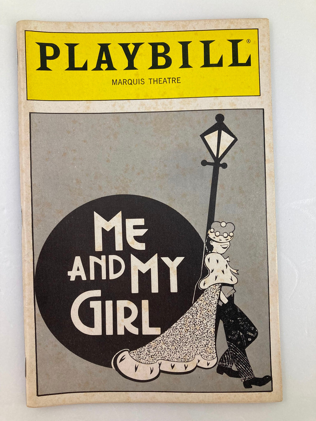 1989 Playbill for Me and My Girl at Marquis Theatre featuring vintage design and iconic theatre imagery.