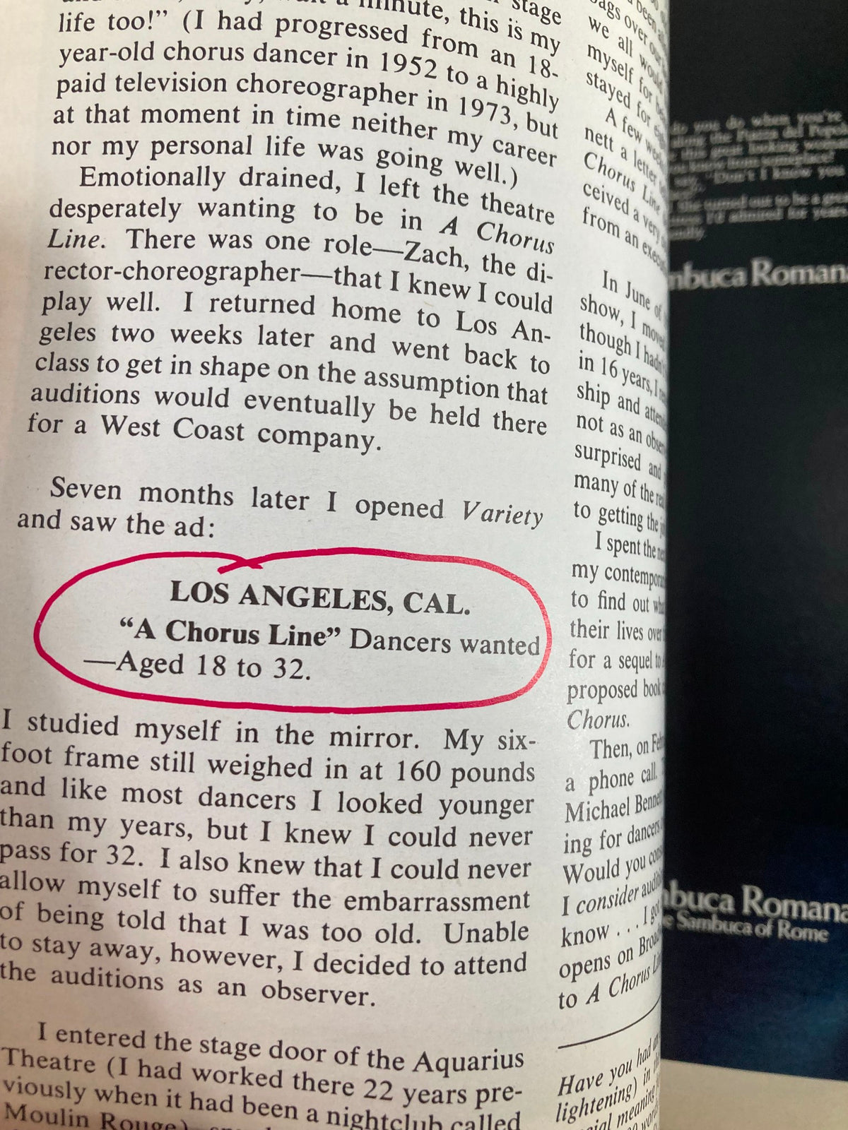 A page from the 1978 Playbill showcasing a casting call for 'A Chorus Line', emphasizing the theatrical recruitment aspect.