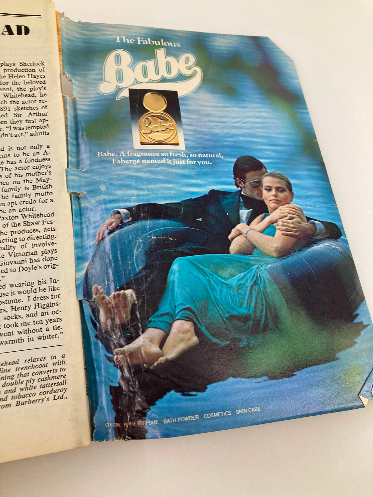 Promotional page for 'Babe' fragrant products featured in the 1978 Playbill, showcasing vintage cosmetic advertisements.