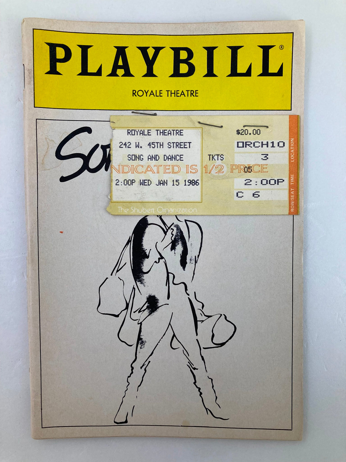 1986 Playbill Royale Theatre featuring Bernadette Peters and Victoria Barbee in Song & Dance, showing ticket information and play details.
