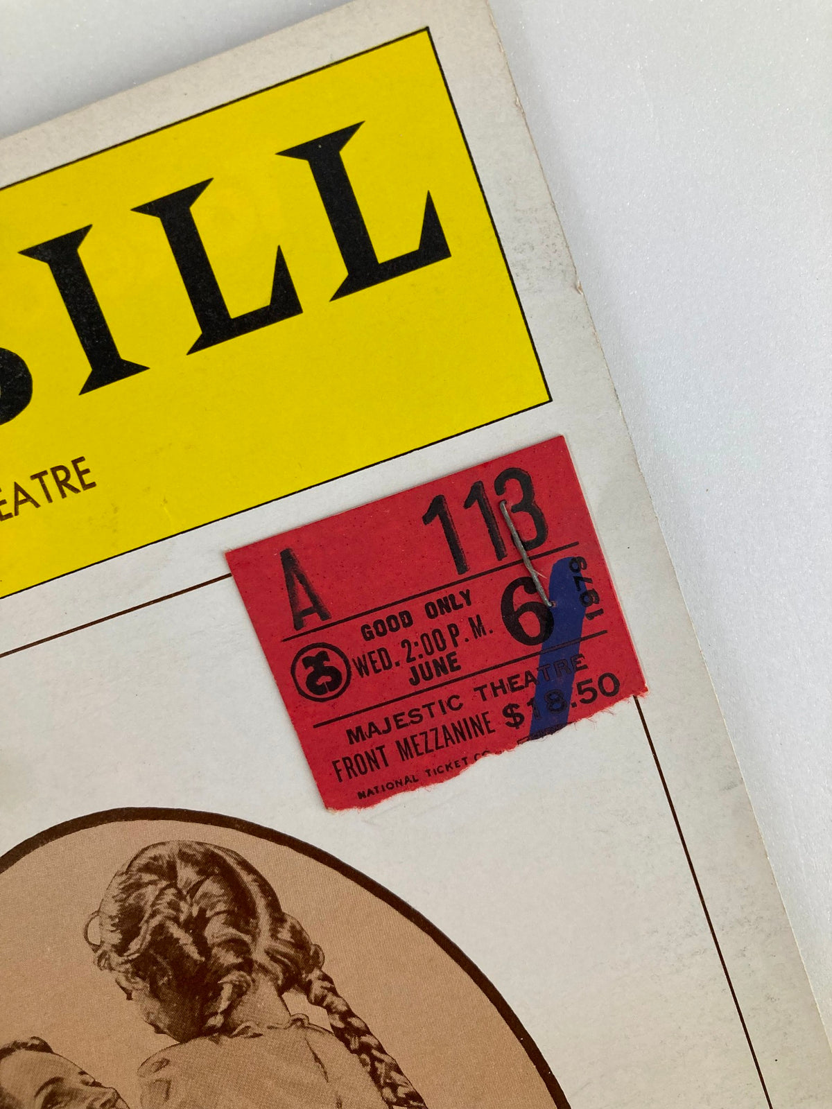 1979 Playbill Majestic Theatre featuring a red ticket stub for the performance of I Remember Mama, showing details for the June performance at the Majestic Theatre.