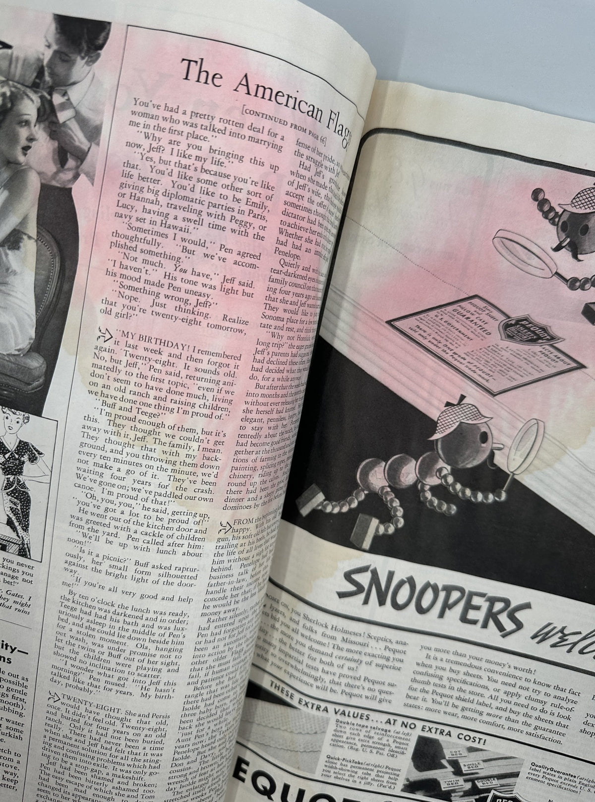 Close-up view of the article titled 'The American Flag' in the Woman’s Home Companion Magazine September 1936, highlighting vintage typography and nostalgic imagery.