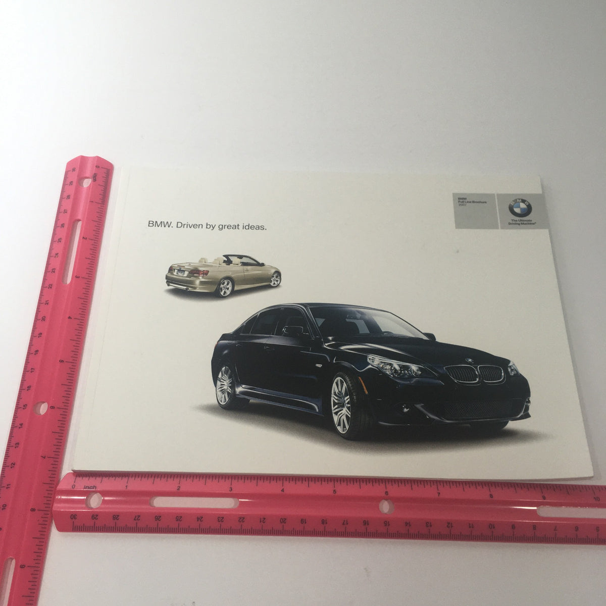 Front view of the 2007 BMW Full Line 1936-1972 Series Dealership Car Auto Brochure Catalog with images of contemporary BMW cars and branding.
