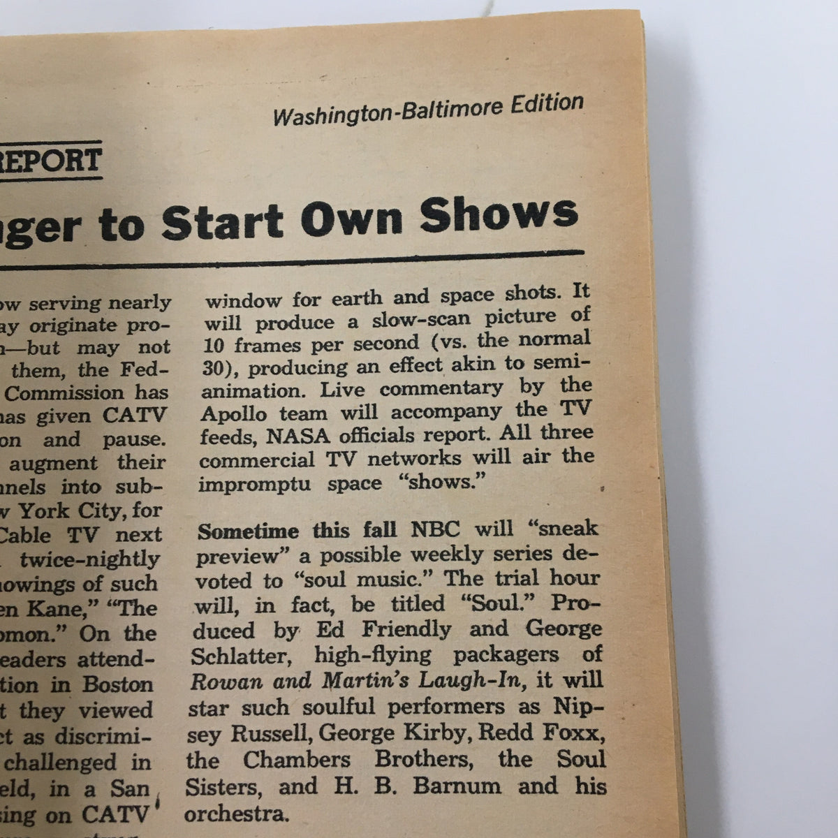 Article from TV Guide Magazine July 13 1968, detailing TV network changes and new programming in the Washington-Baltimore Edition, featuring insights into the television industry.