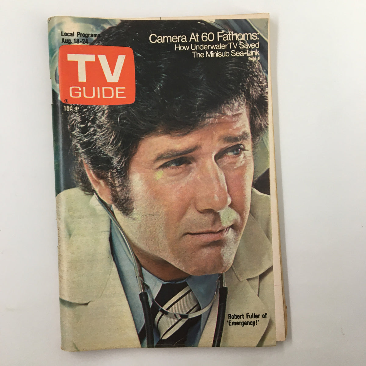 TV Guide Magazine August 18 1973 featuring Robert Fuller on the cover, showcasing television history and vintage entertainment.