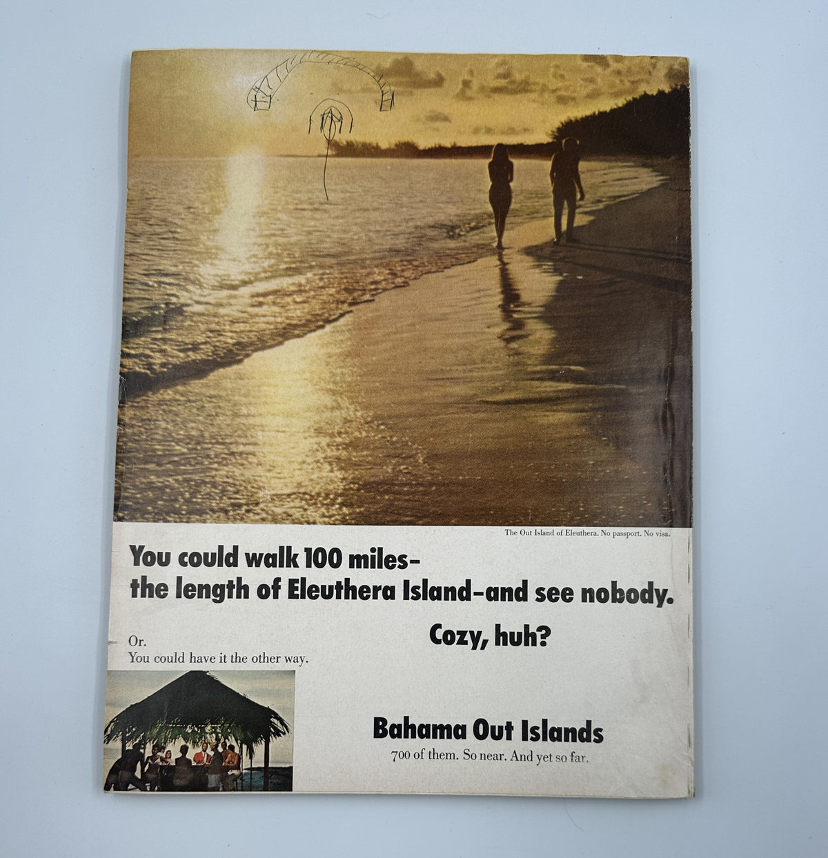 Promotional ad from Bride's Magazine December/January 1967-68 highlighting the beauty of Bahama Out Islands as an ideal honeymoon destination.