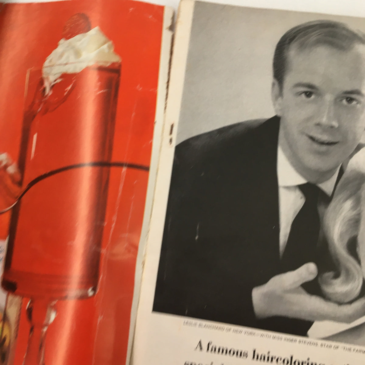 Interior page of VTG Redbook Magazine from November 1963 featuring a photograph of a drink and a man, highlighting the magazine's diverse content.