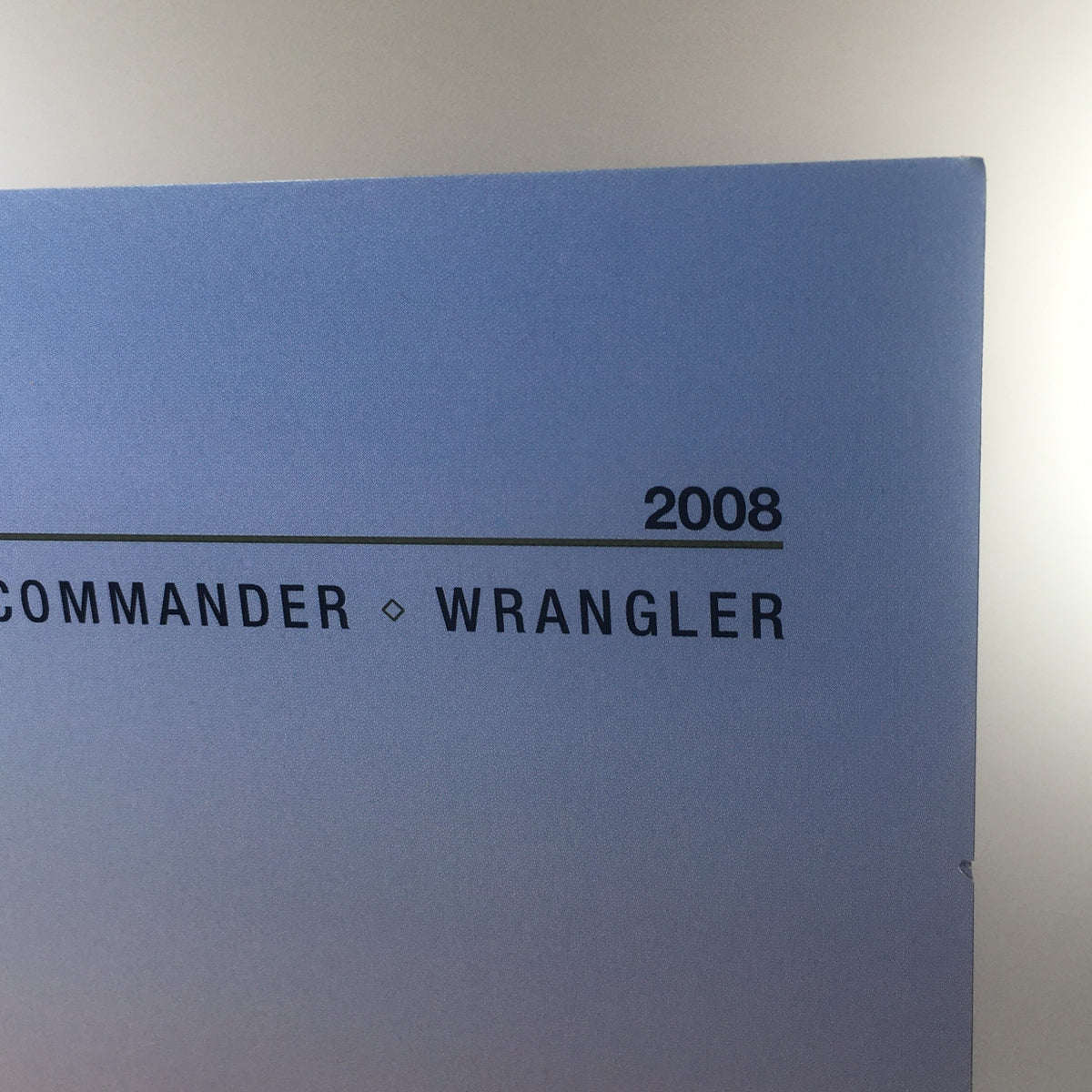 Close-up of the date on the 2008 Jeep Compass Patriot Liberty Wrangler Dealership Car Auto Brochure Catalog cover highlighting the year 2008.