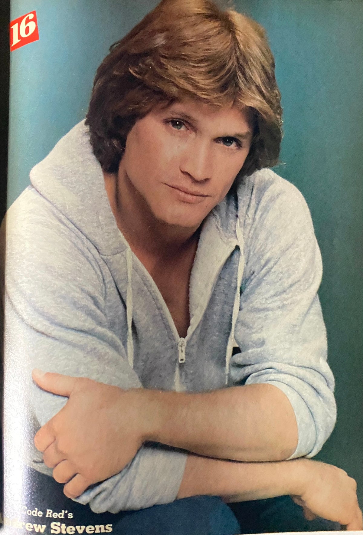 Portrait of Andrew Stevens from 16 Magazine April 1982, highlighting the popular actor of the early 80s.