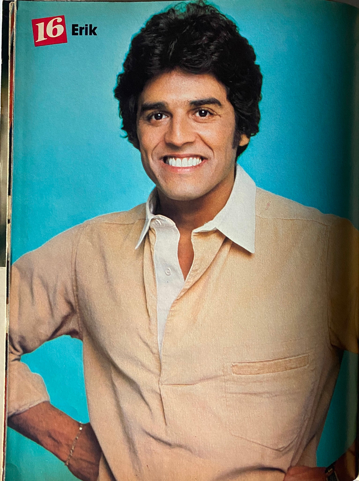 February 1980 - 16 Magazine featuring Erik Estrada smiling, highlighting his popularity from the show 'CHiPs'.