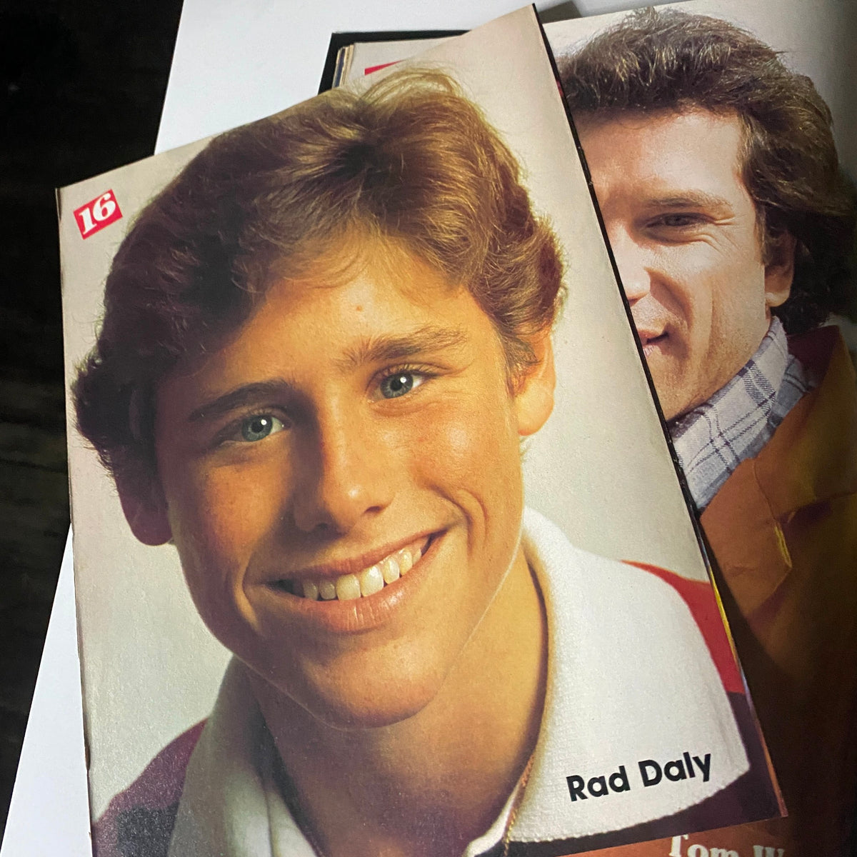 Image of Rad Daly featured in 16 Magazine, emphasizing the youthful charm of 1980s pop culture, part of the December 1980 issue.