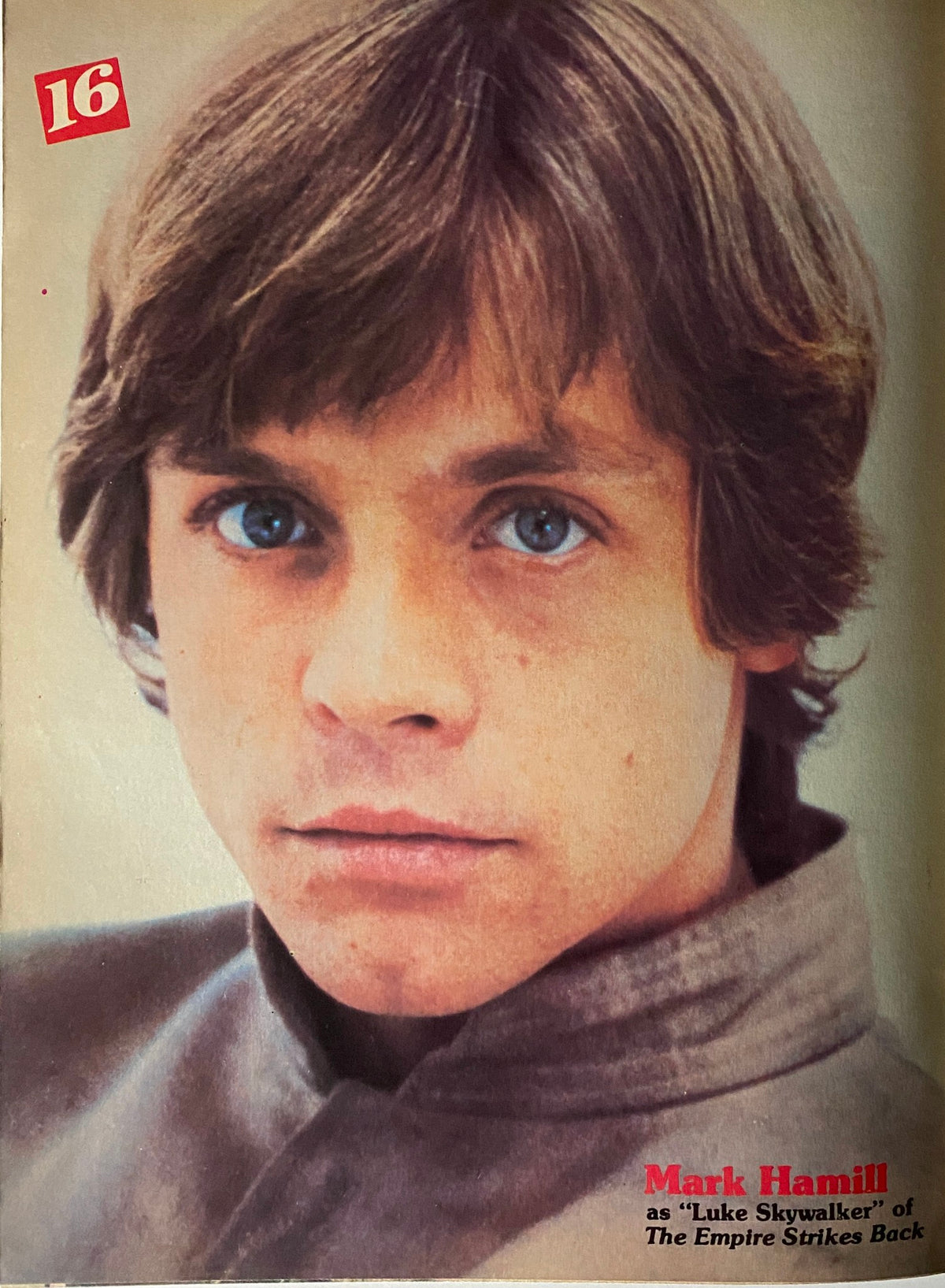 Portrait of Mark Hamill from 16 Magazine August 1980, depicted as Luke Skywalker from The Empire Strikes Back.