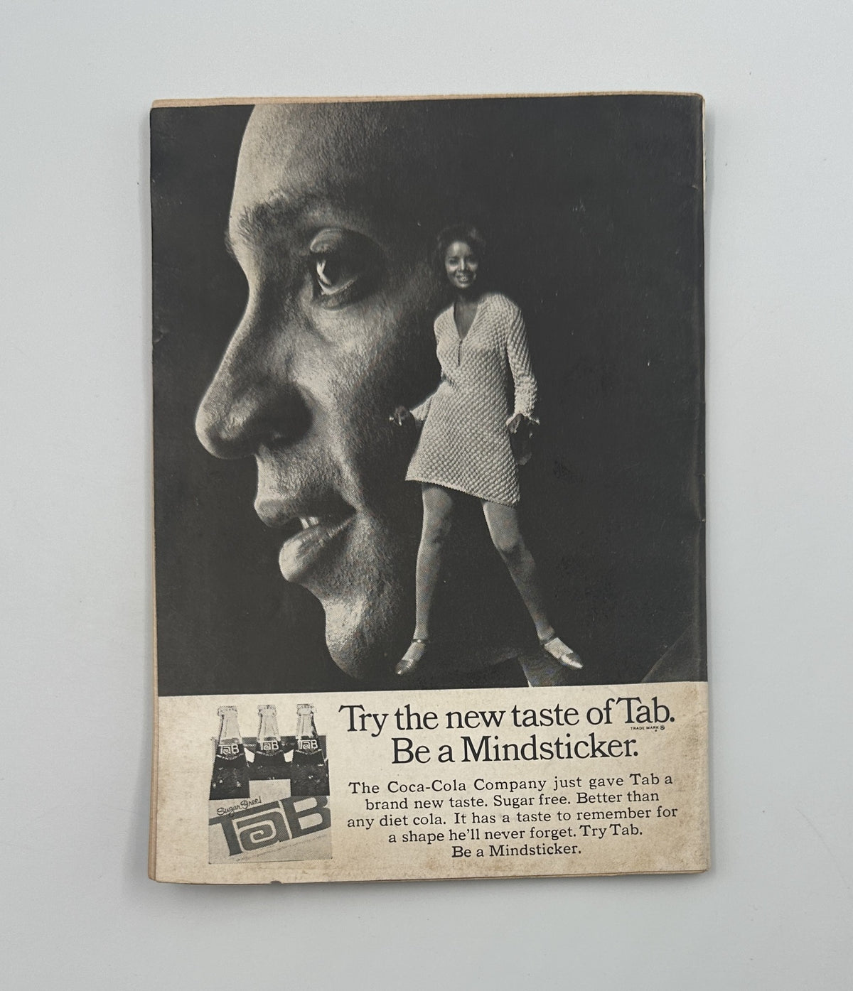 Ad from Jet Magazine June 13, 1968 promoting the new taste of Tab soda, with a stylish model showcasing the product.