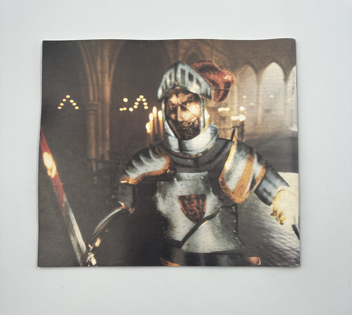 Back cover of Cinefex Magazine May 1986 No. 26 showcasing a menacing stained glass knight from Young Sherlock Holmes, emphasizing the film's special effects.
