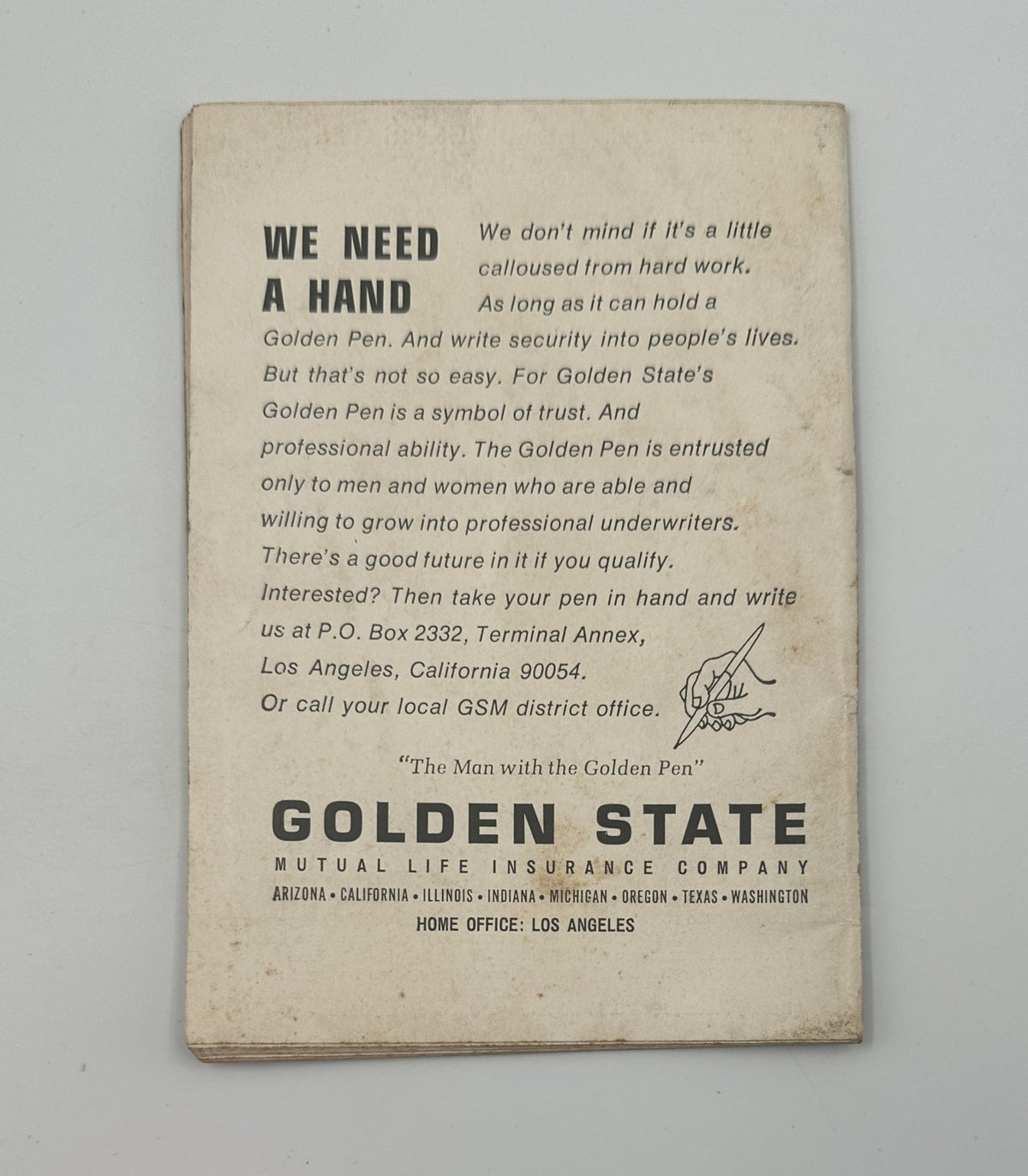 Back cover of the Jet Magazine from January 30, 1969 featuring a call to action for Golden State mutual life insurance, relating to the Sidney Poitier Black Power cover story inside.
