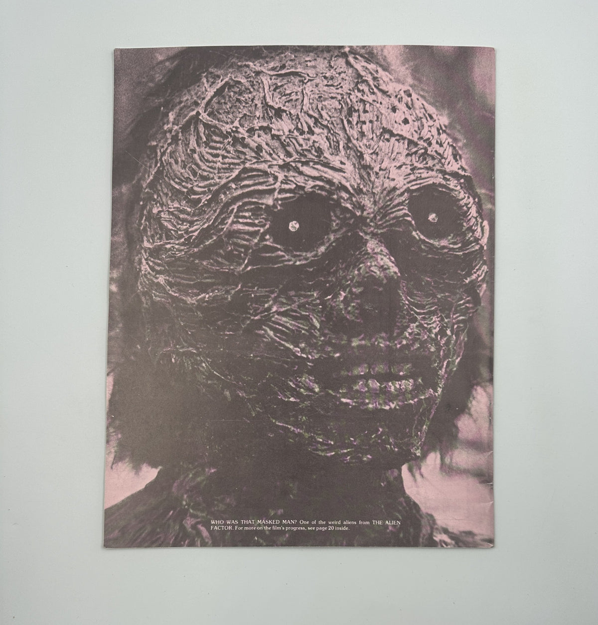 Back cover of Cinemagic Magazine Summer 1977 No. 10 displaying an image of a creature from The Alien Factor, related to the themes of monster suits and visual effects.