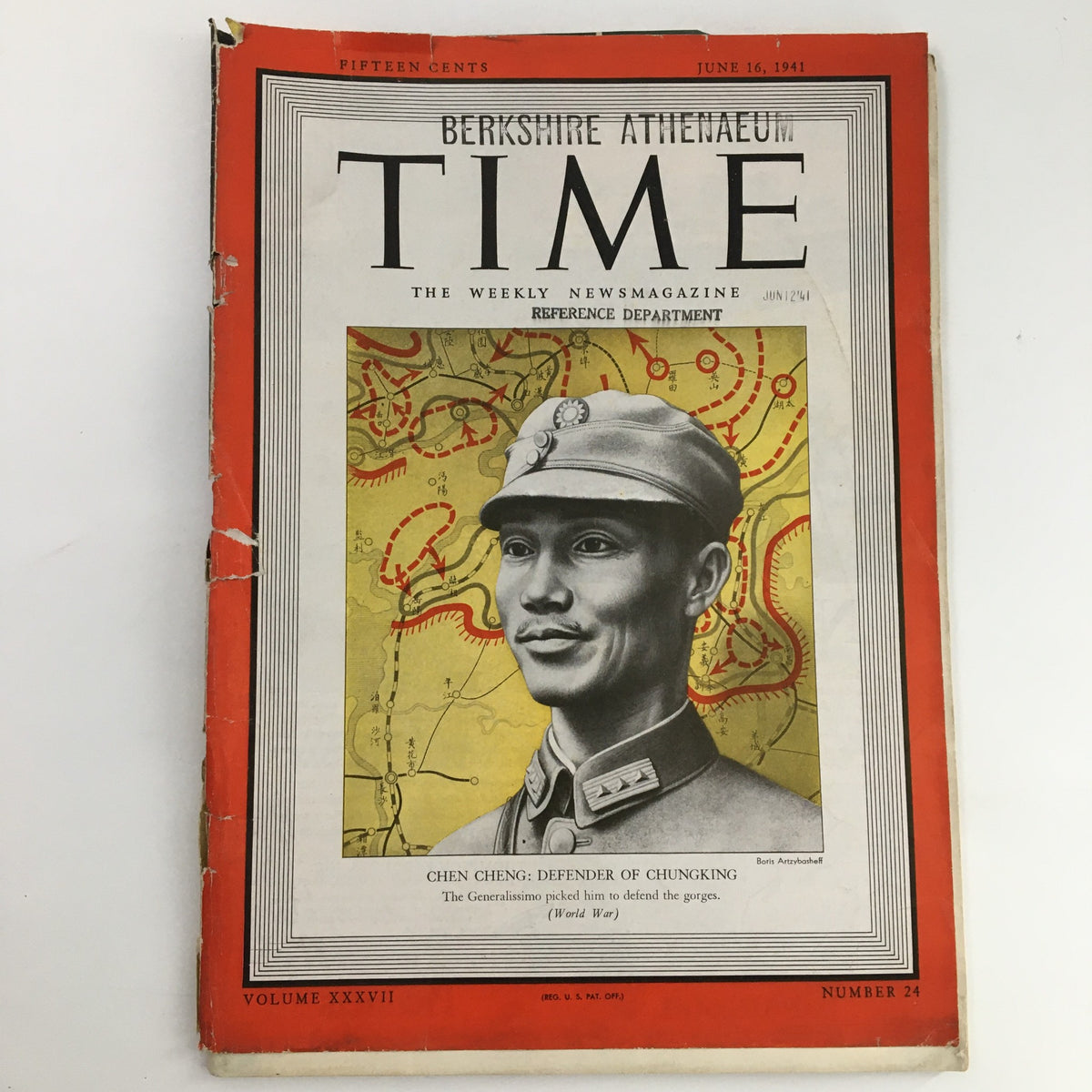 Cover of Time Magazine from June 16, 1941, featuring military leader Chen Cheng, illustrating the historical context of China during World War II.