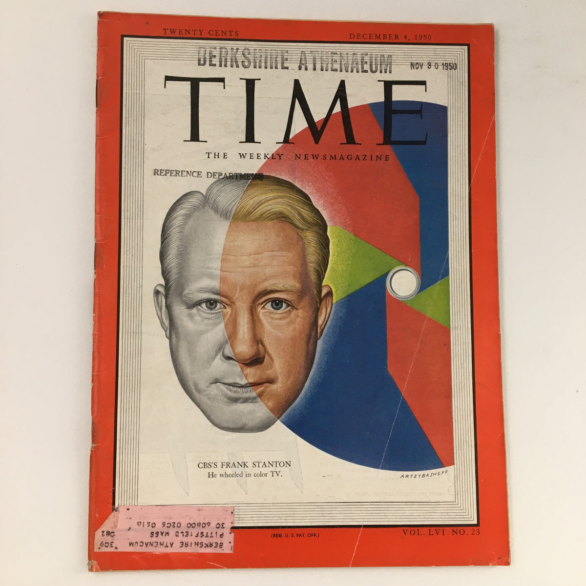 Cover of Time Magazine December 4 1950 Vol 56 #23 featuring CBS Executive Frank Nicholas Stanton, showcasing vibrant colors and artistic design.
