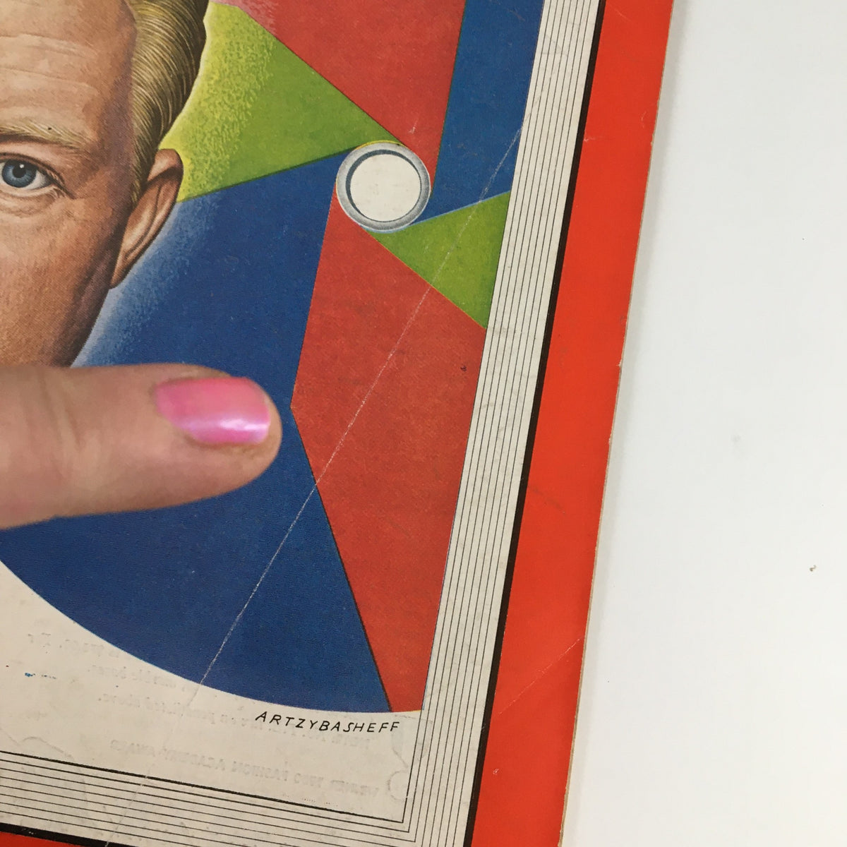 Close-up of the Time Magazine cover from December 4 1950 Vol 56 #23 highlighting CBS Executive Frank Nicholas Stanton with colorful geometric elements.