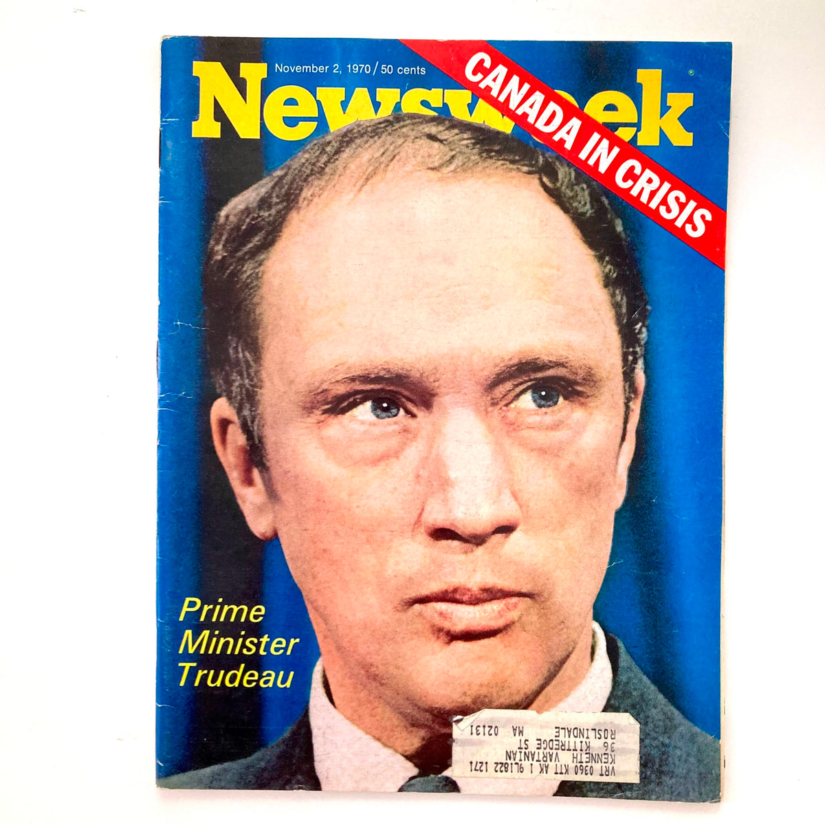 VTG Newsweek Magazine November 2 1970 featuring Prime Minister Pierre Trudeau on the cover, highlighting the tagline 'Canada in Crisis'.