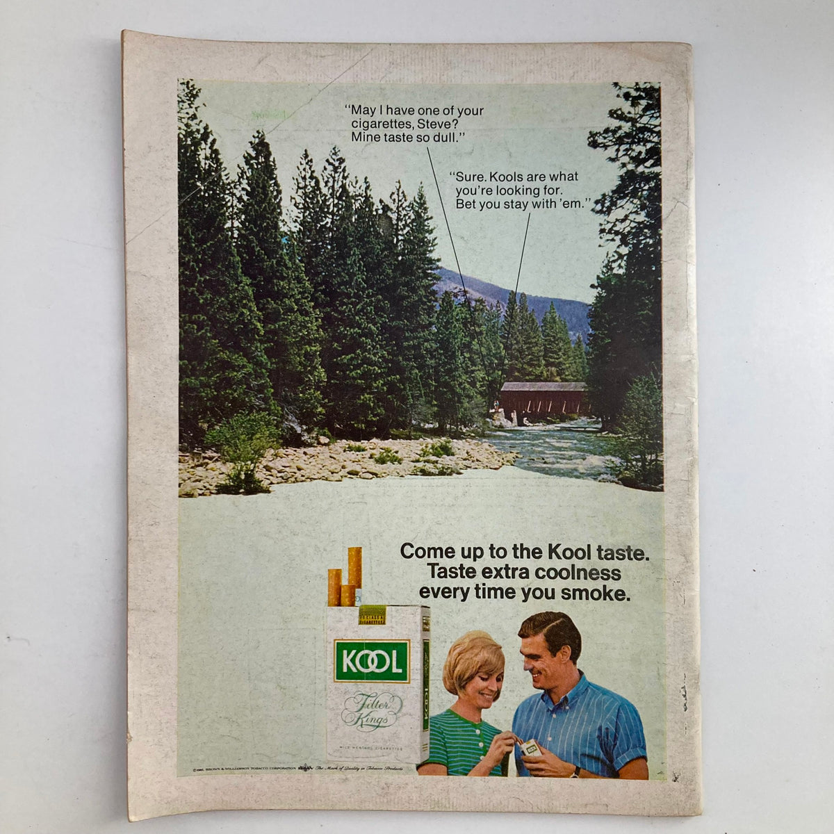 Back cover of VTG Newsweek Magazine January 22 1968 featuring an advertisement for Kool cigarettes, illustrating vintage advertising style and culture.