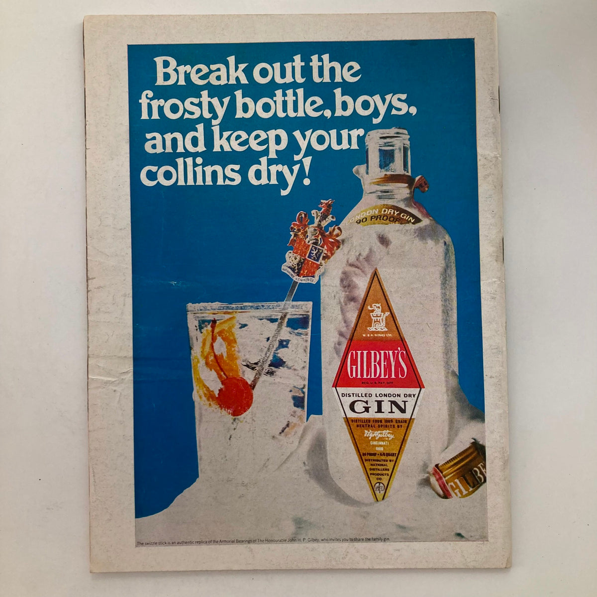 Back cover of VTG Newsweek Magazine July 13, 1970, featuring an advertisement for Gilbey's Distilled London Dry Gin.