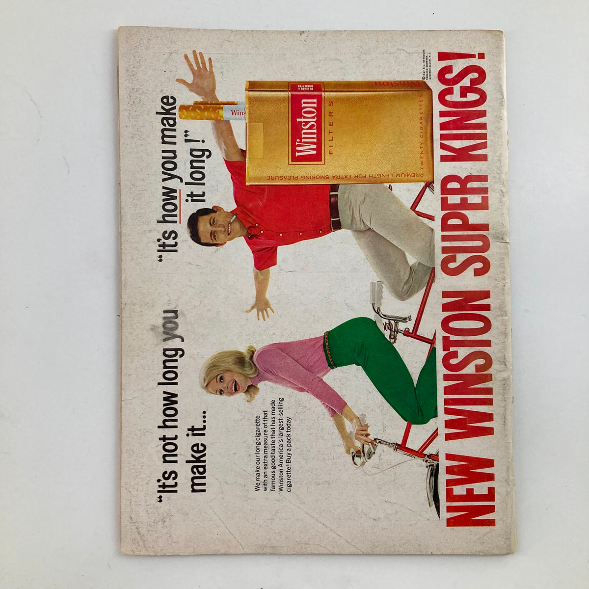 Back cover of VTG Newsweek Magazine December 11, 1967 showing an advertisement for Winston Super Kings cigarettes, emphasizing vintage marketing.