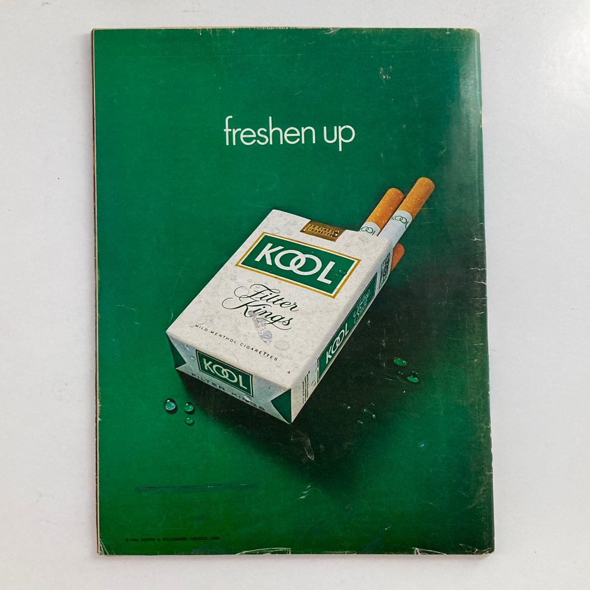 Back cover of VTG Newsweek Magazine October 27, 1969, displaying an advertisement for Kool Filter Kings cigarettes with a green background and product image.