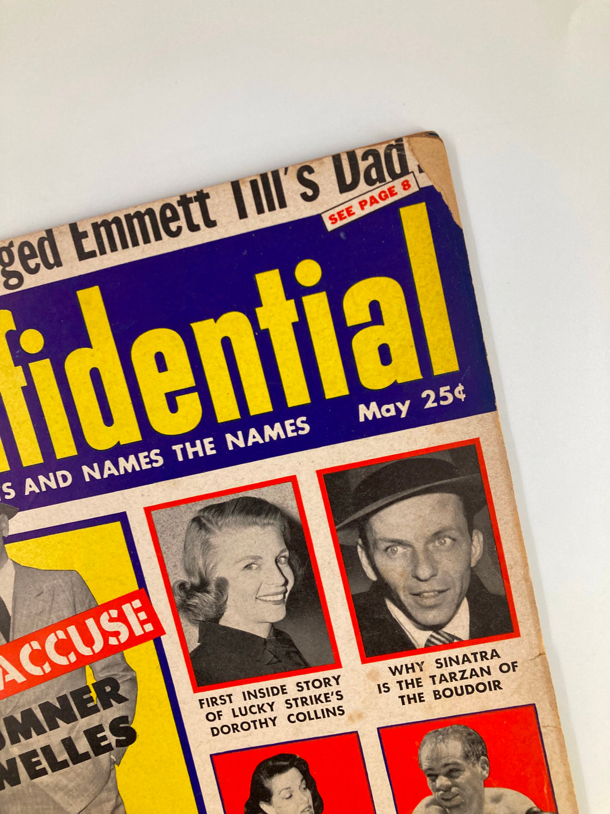 Cover of VTG Confidential Magazine May 1956 featuring Sumner Welles and Dorothy Collins, showcasing vintage Hollywood themes.