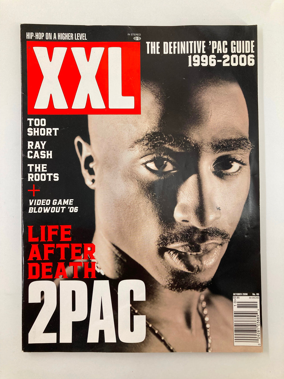 XXL Magazine October 2006 cover featuring an iconic image of 2Pac, highlighting the theme 'Life After Death' and including the names of artists like Ray Cash and The Roots.