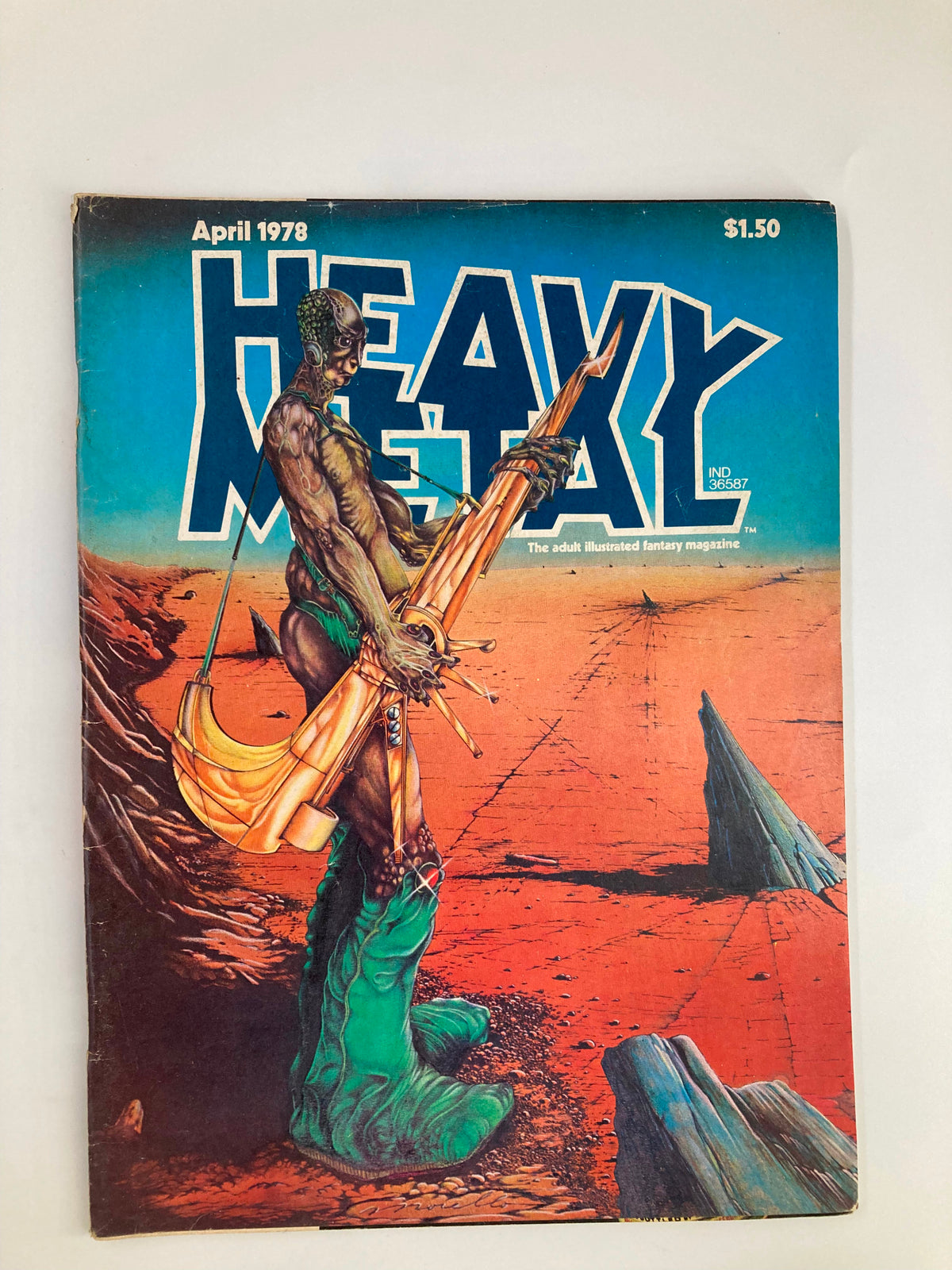 Cover of the VTG Heavy Metal Magazine April 1978 featuring the artwork of 'Airtight Garage of Jerry Cornelius,' highlighting unique science fiction visuals.