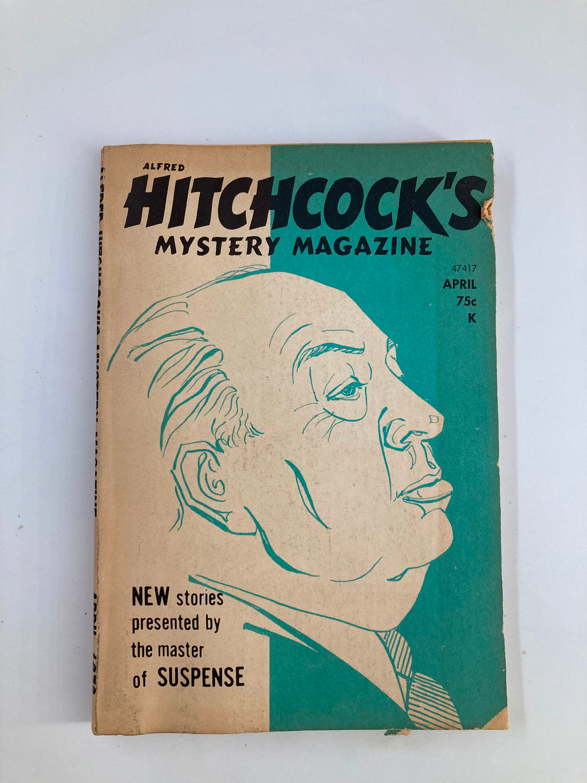 Cover of Alfred Hitchcock's Mystery Magazine, April 1973 issue, featuring the title prominently and an illustration of Alfred Hitchcock.