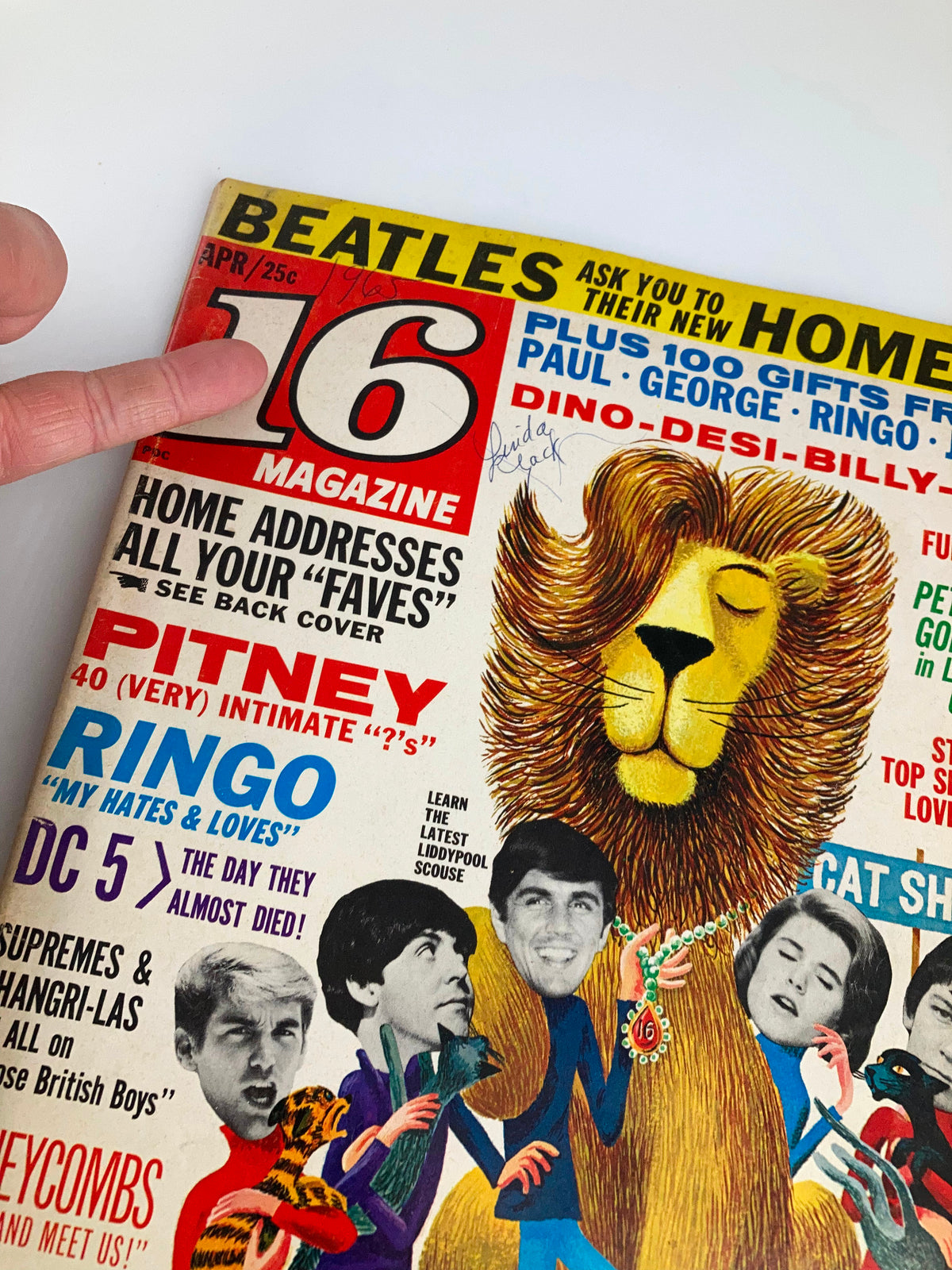Close-up of the VTG 16 Magazine April 1965 cover highlighting Ringo Starr, with details of the magazine's theme on 1960s music and iconography.