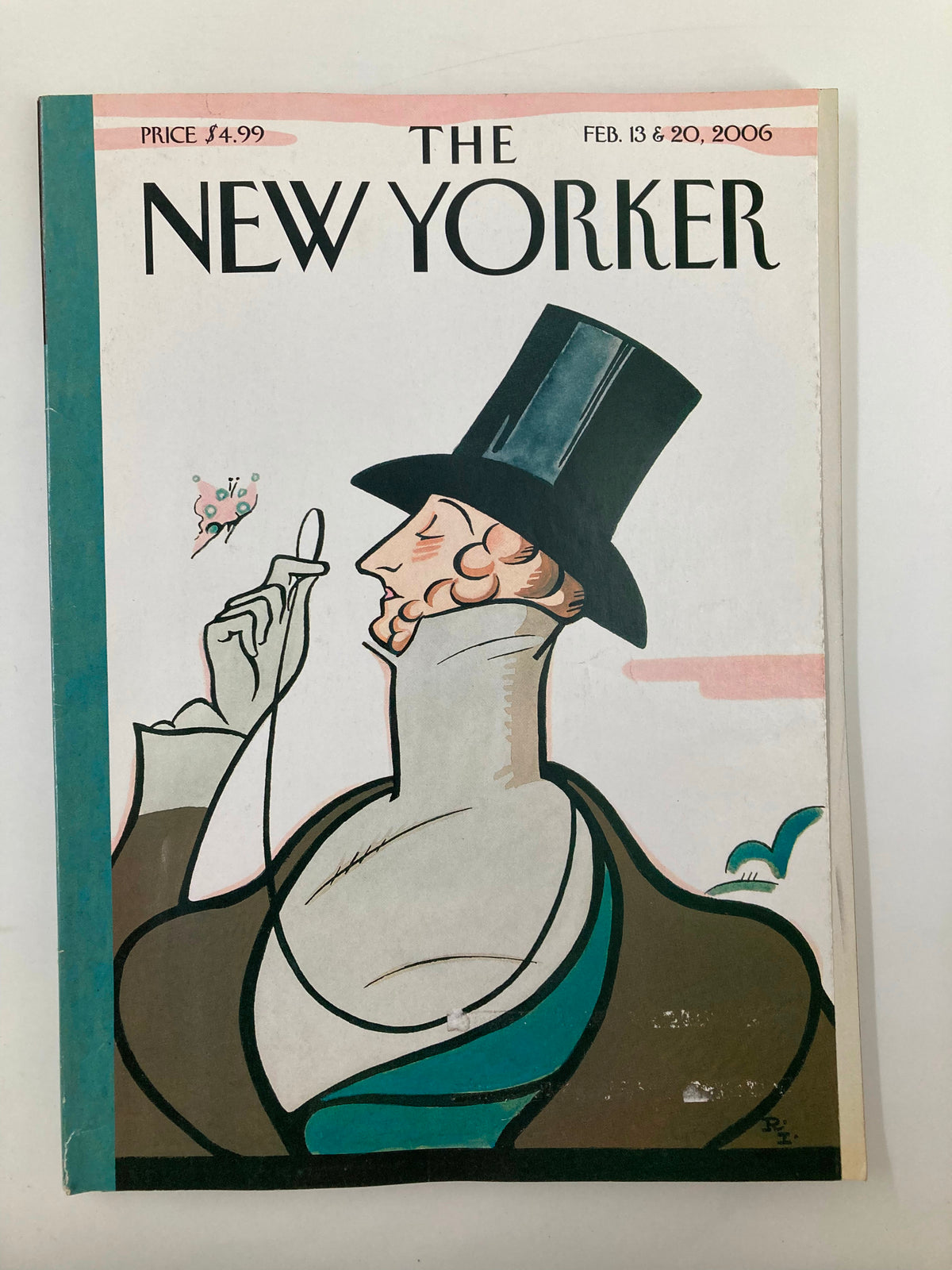 The New Yorker Magazine February 13 2006 Eustace Tilley Cover by Rea Irvin featuring a well-dressed man with a top hat holding a spoon, showcasing iconic vintage magazine art.