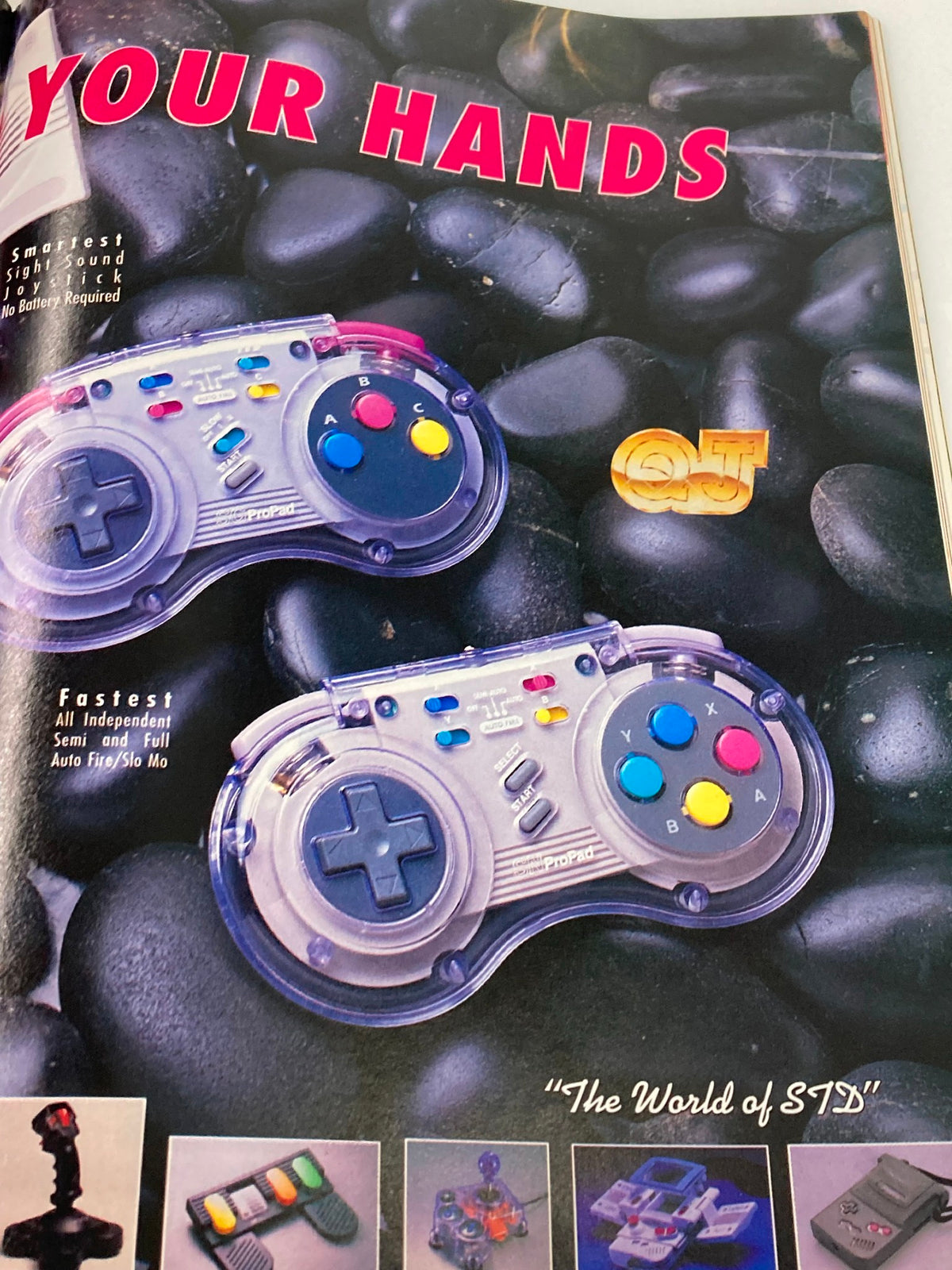 GamePro Magazine Vol 4 #11 advertisement showcasing gaming controllers and accessories by STD Entertainment Inc., highlighting their functionality and design for gamers.
