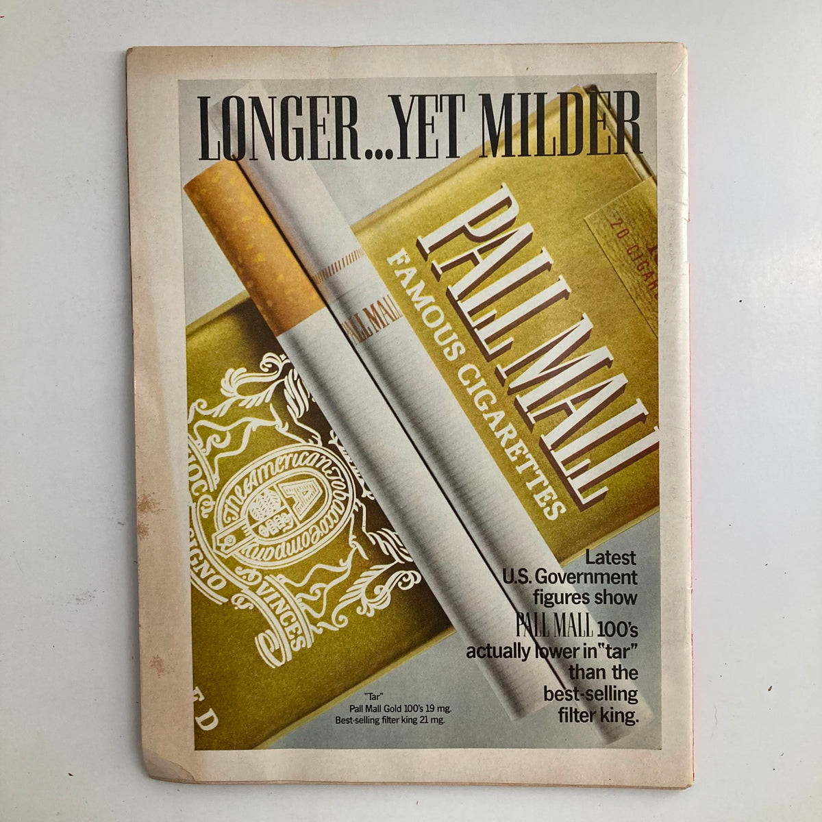 Back cover of the February 16, 1970, Time Magazine featuring Jane, Henry, and Peter Fonda, displaying Pall Mall cigarette advertisement.
