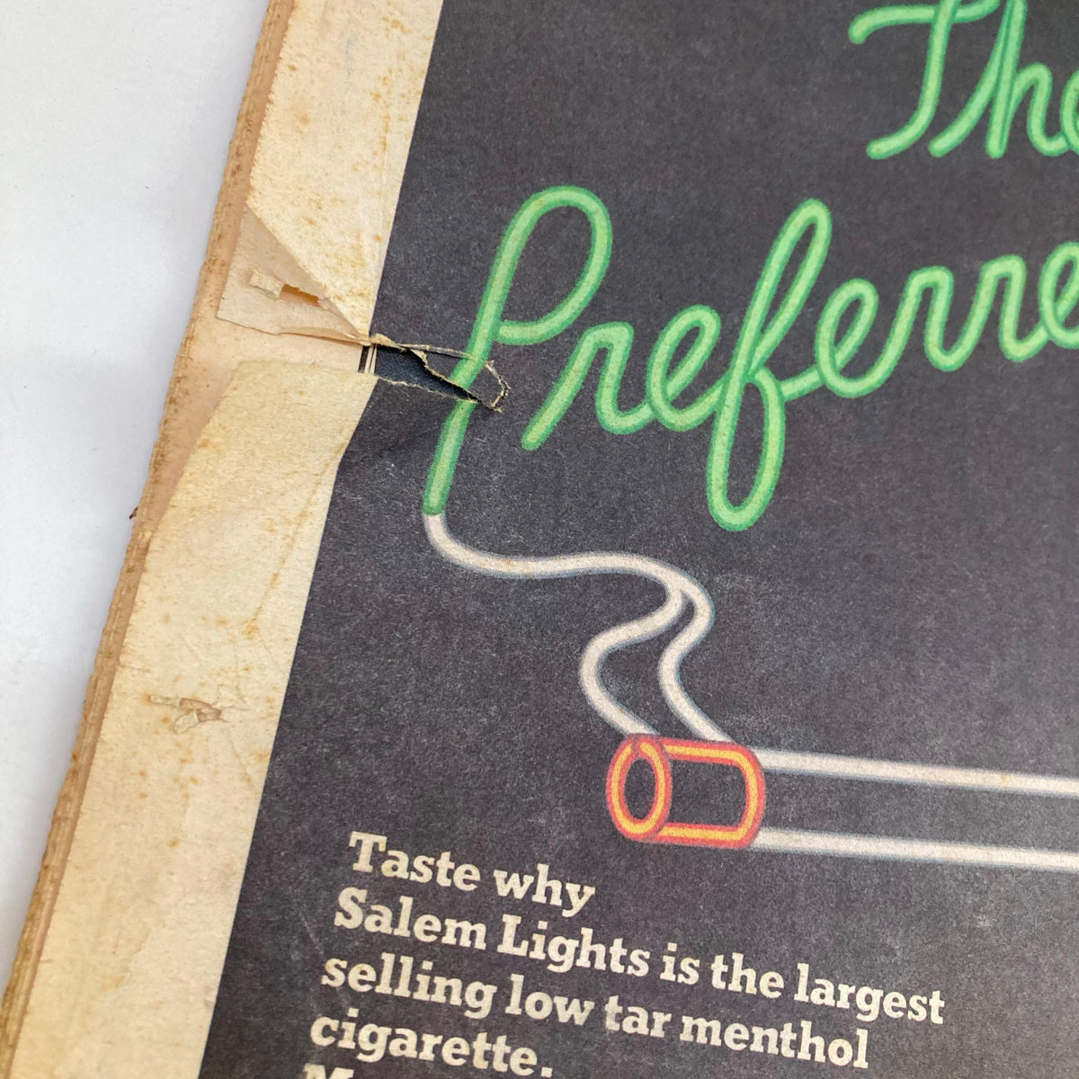 Close-up of the back cover advertisement from Rolling Stone Magazine, September 21, 1978, promoting Salem Lights cigarettes.