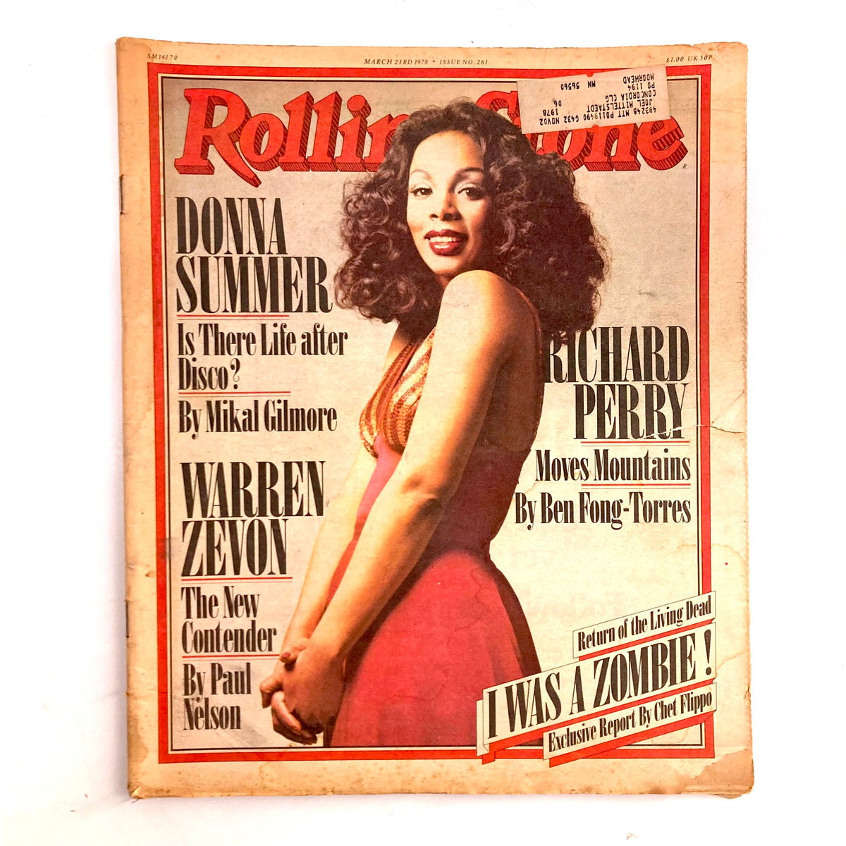 Cover of Rolling Stone Magazine March 23 1978 No. 261 featuring Donna Summer, highlighting her article 'Is There Life after Disco?' alongside mentions of Richard Perry and Warren Zevon.