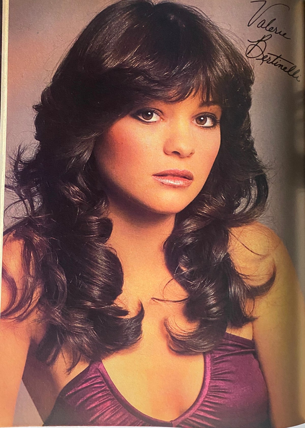Photograph of Valerie Bertinelli from SuperTeen Magazine August 1981 with an autograph.