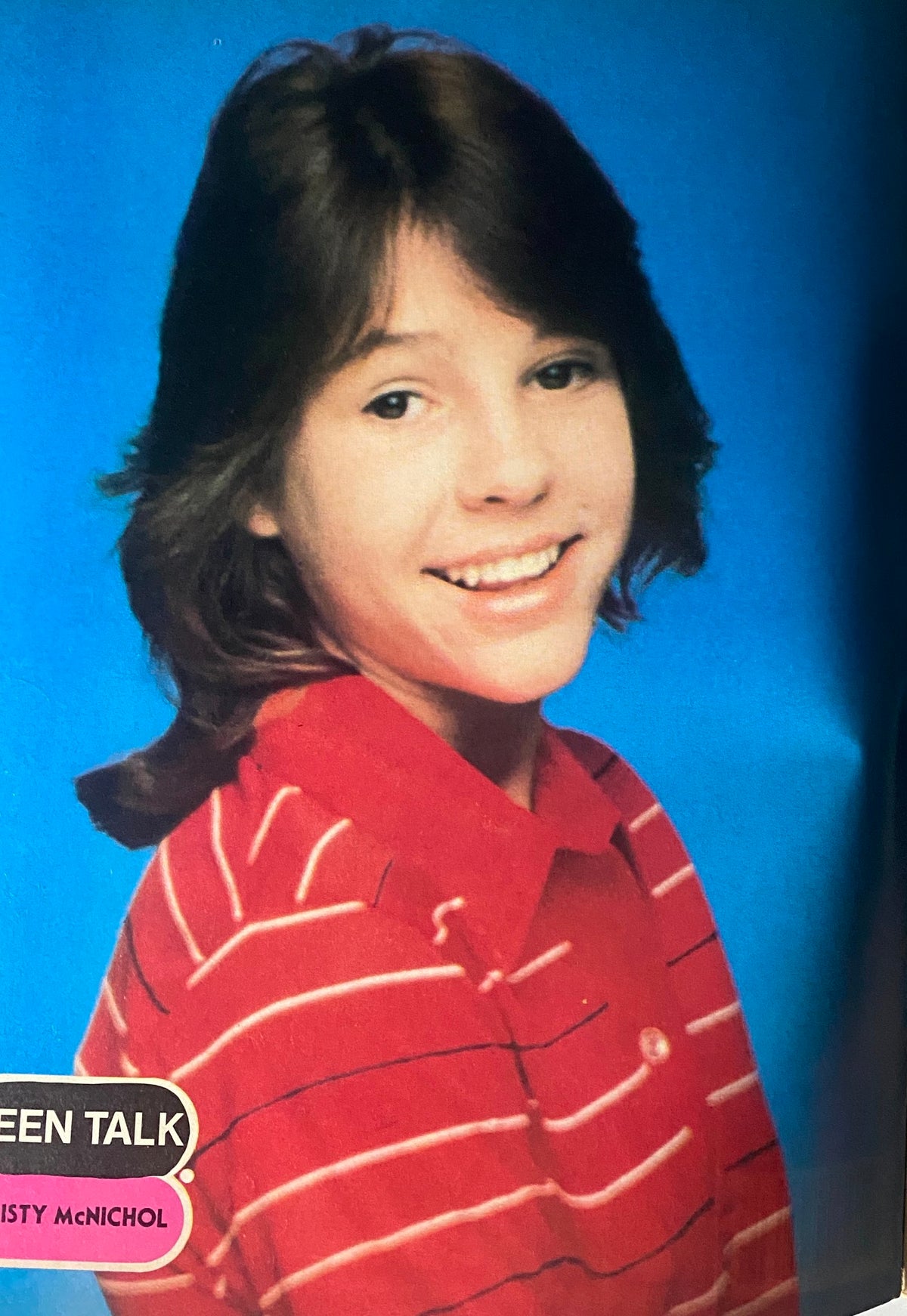 Portrait of Kristy McNichol from Teen Talk Magazine September 1980, highlighting her role as a featured star.