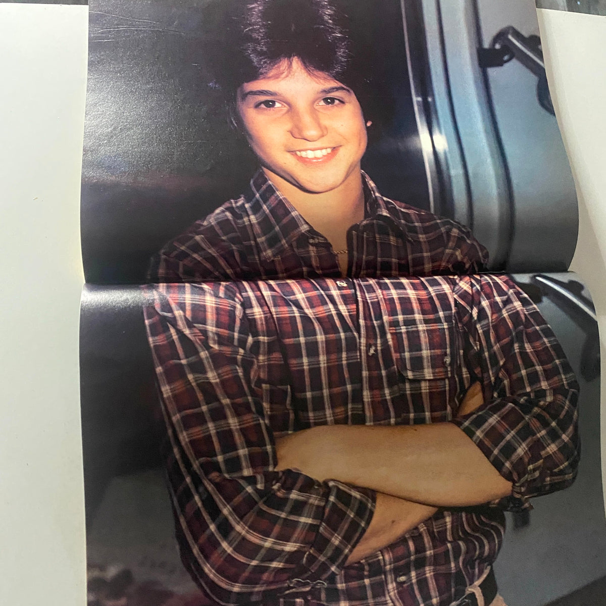 Pull-out poster from Teen Bag Magazine September 1981, featuring a smiling Ralph Macchio in a plaid shirt, showcasing the iconic star of the era.