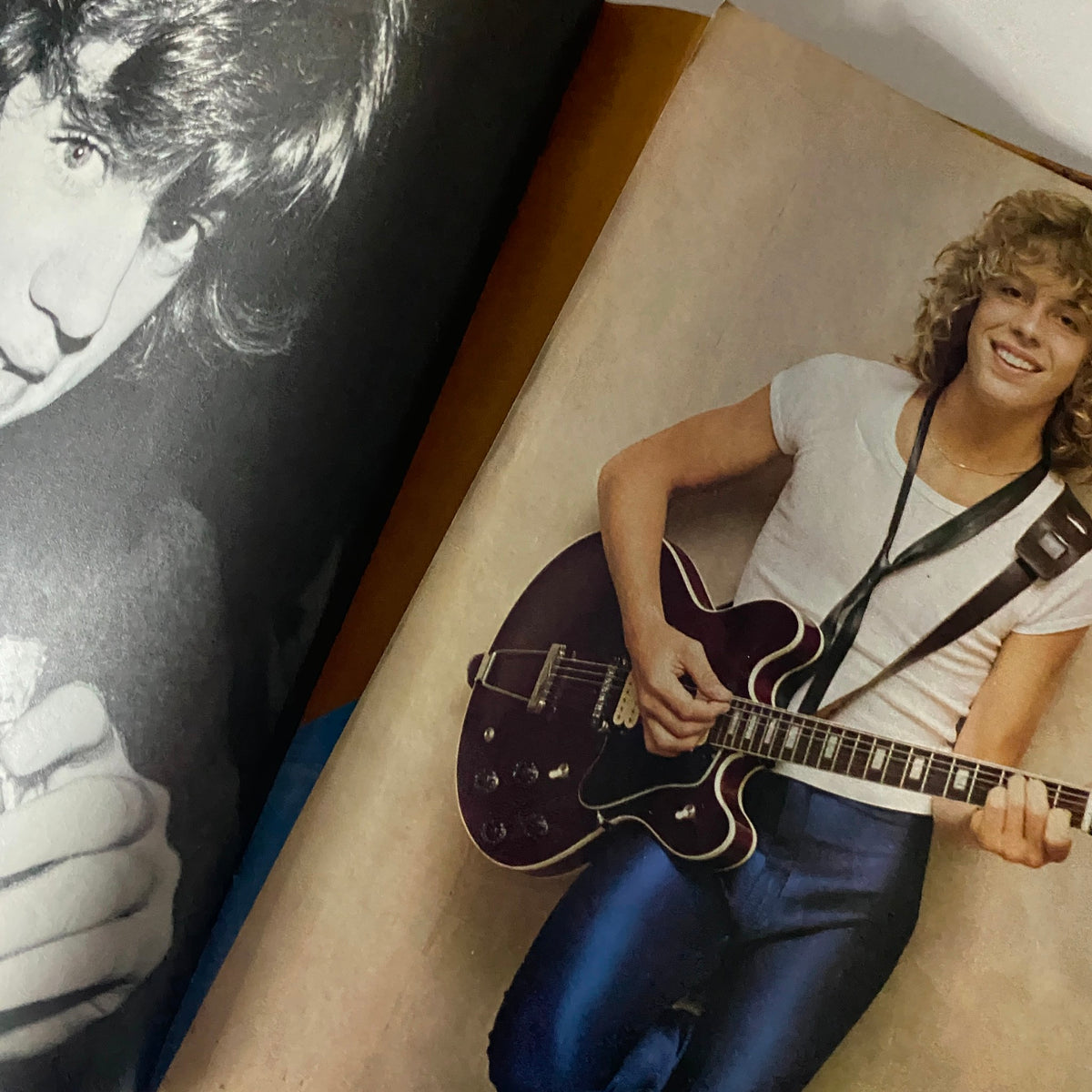 Teen Pin-Ups Magazine November 1980 featuring an image of a young male musician with curly hair, dressed in a white shirt and blue pants, playing a guitar.