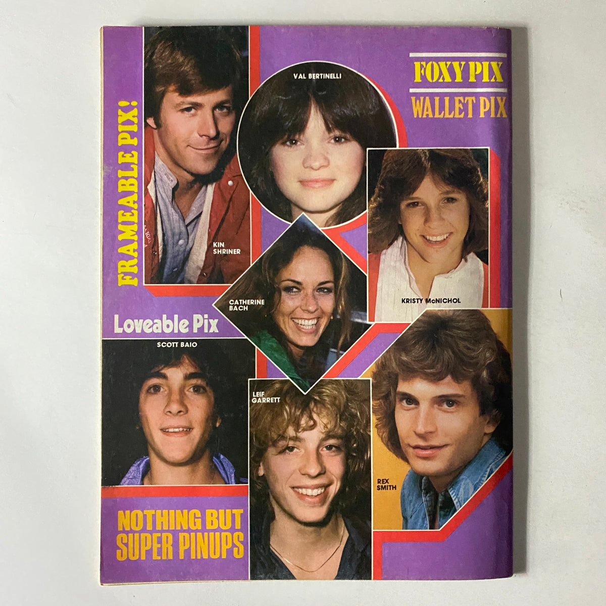 Teen Stars Photo Album Issue No. 41 cover displaying a collage of stars including Kin Shriner, Val Bertinelli, Scott Baio, Leif Garrett, and Rex Smith, encapsulating the essence of 1980s pop culture.
