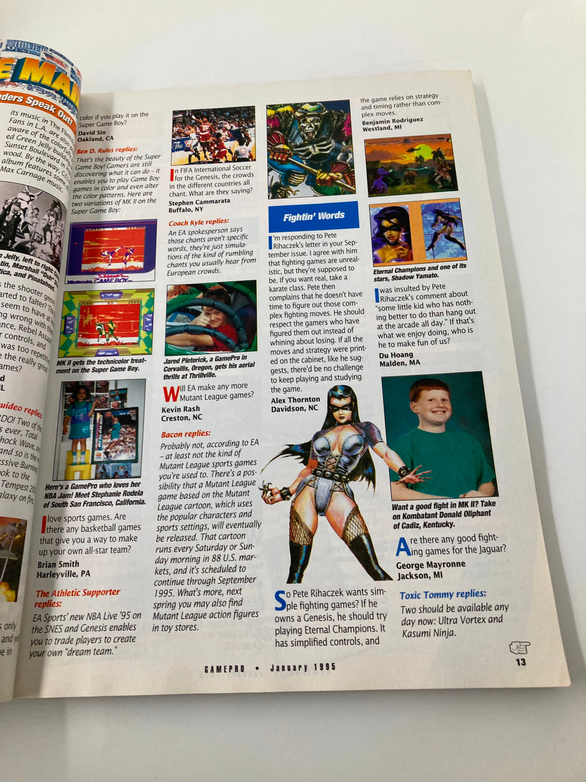 GamePro Magazine January 1995 letters to the editor section discussing gaming-related questions and community feedback.